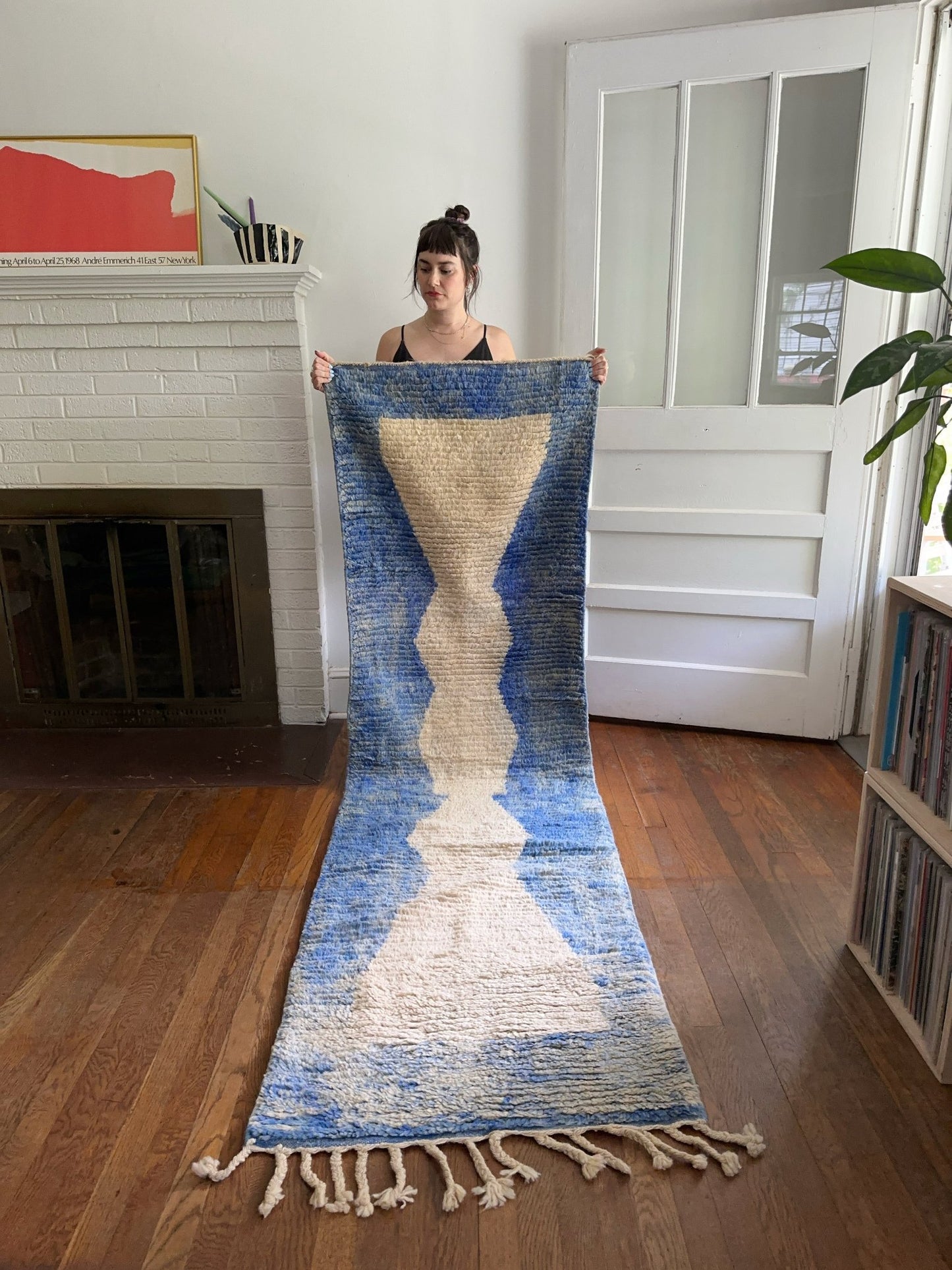 Shop Calais Soft Blue High Pile Moroccan Runner Rug