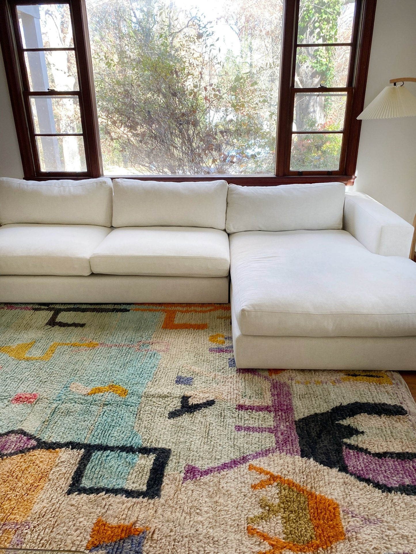 See Salinas Moroccan Rug with a Sectional Couch