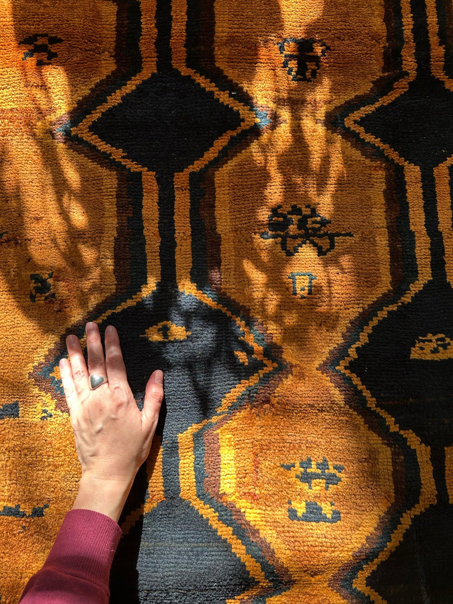 See Details and Rich Golden Color on Vintage Persian Rug