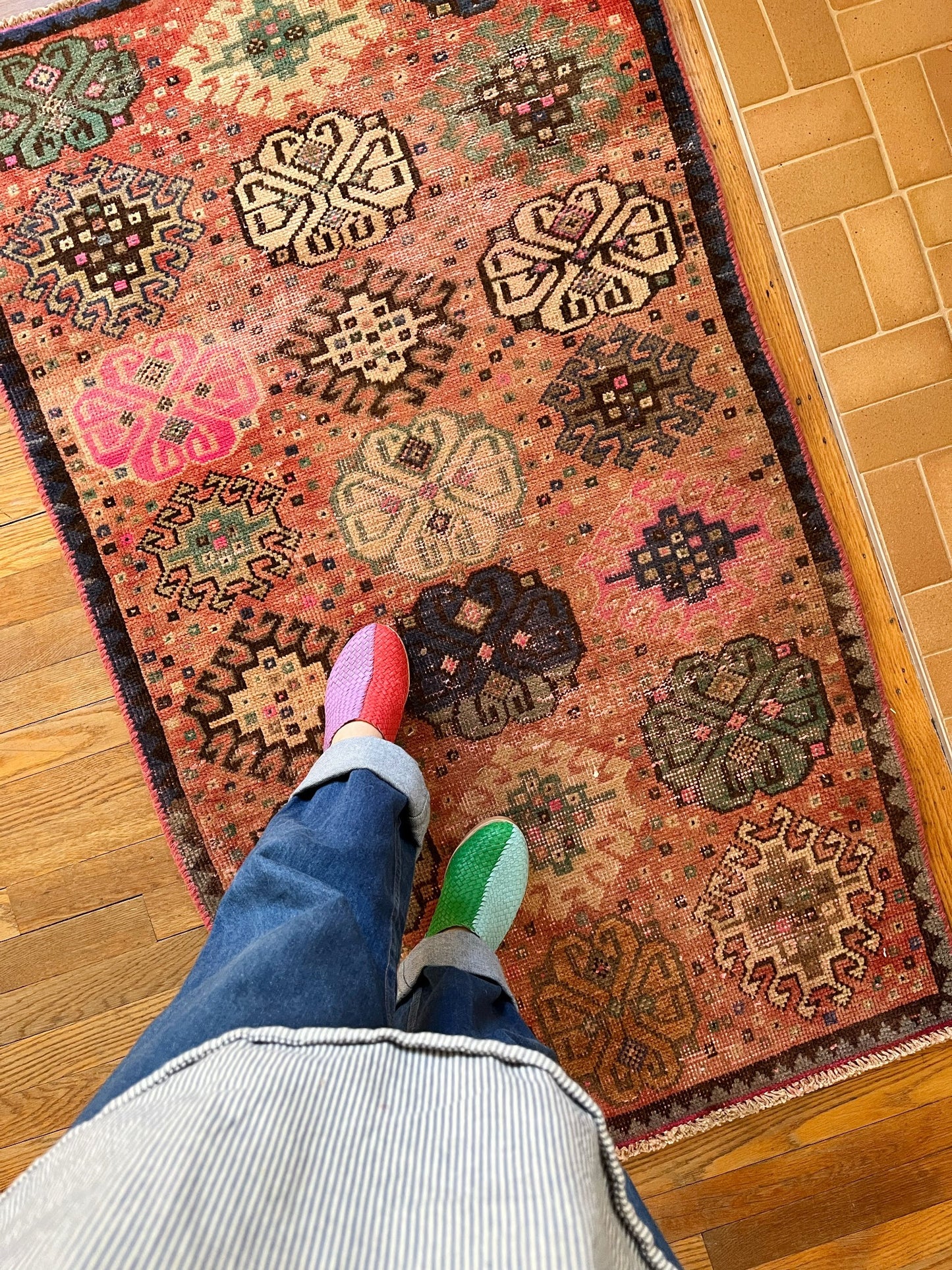 See Vintage Fiori Persian Rug from Overhead