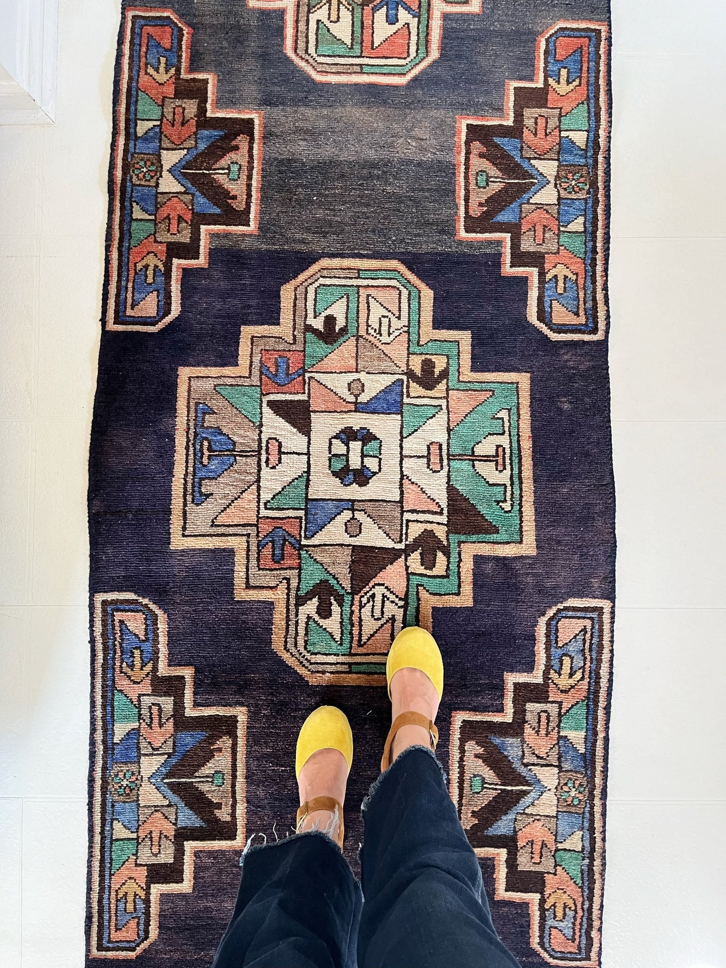 See Details and Motifs on Vintage Persian Runner Rug