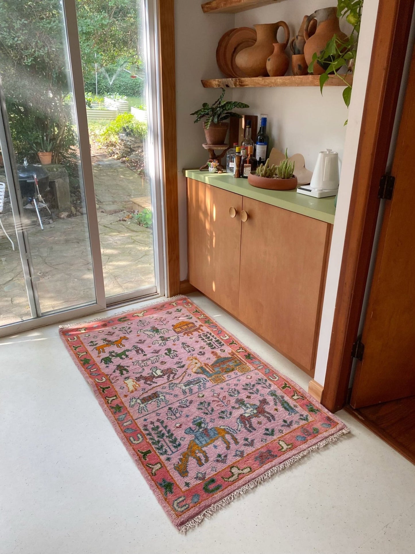 Style Pink and Blue Pictorial Persian Rug