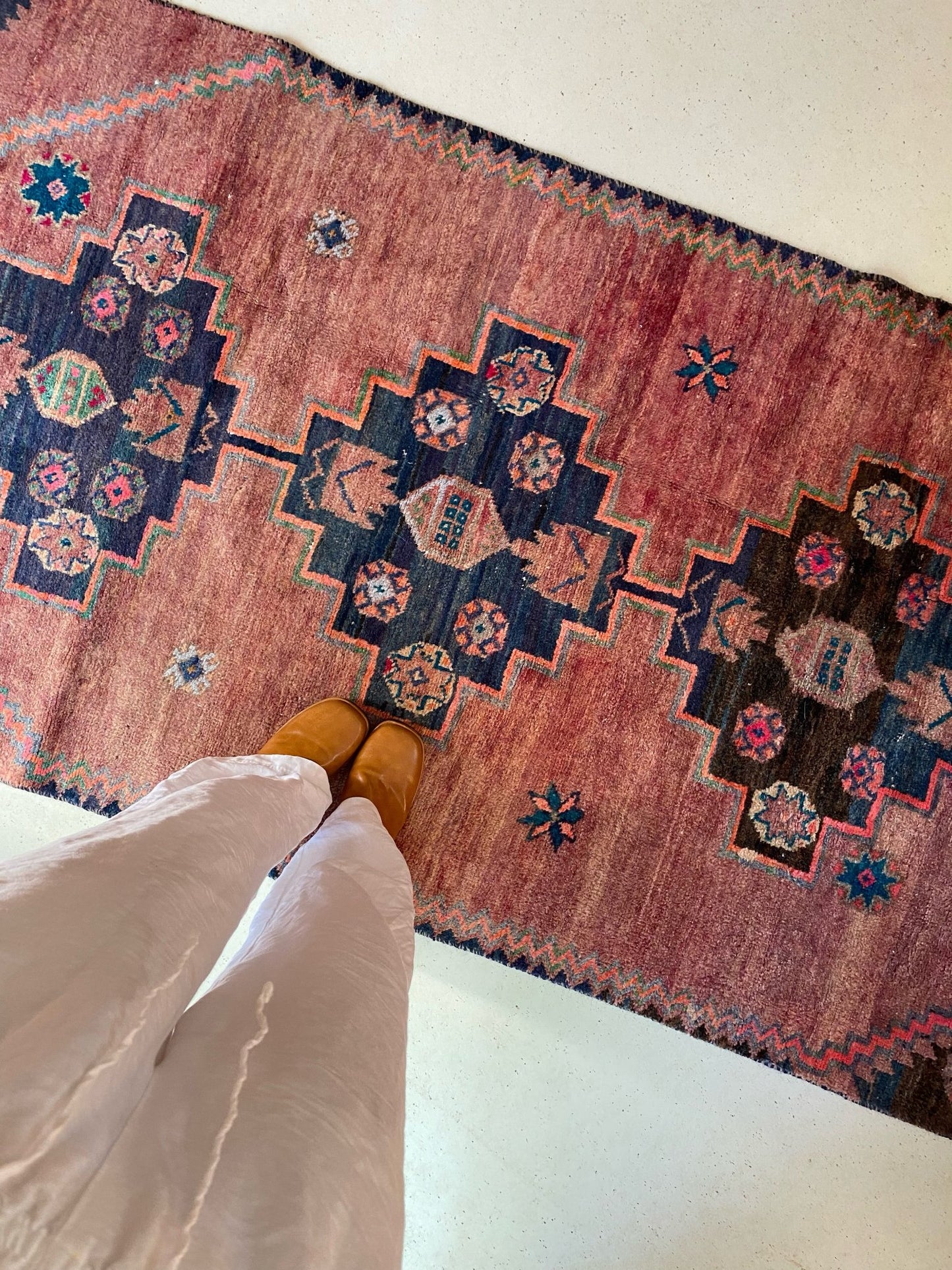 See Vintage Persian Soft Maroon Rug