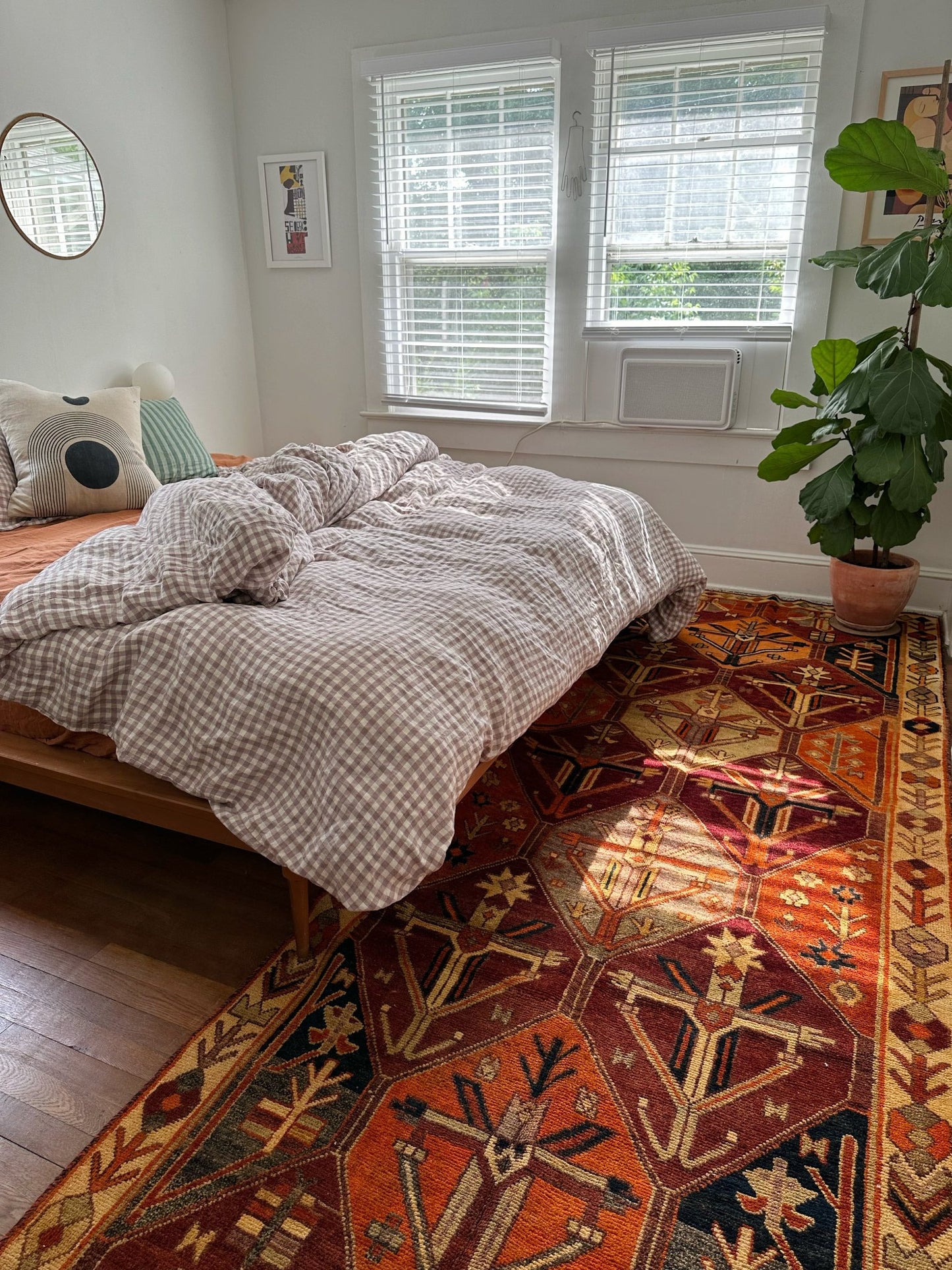 See Vintage Orange Persian Runner Rug Enhance a Bedroom