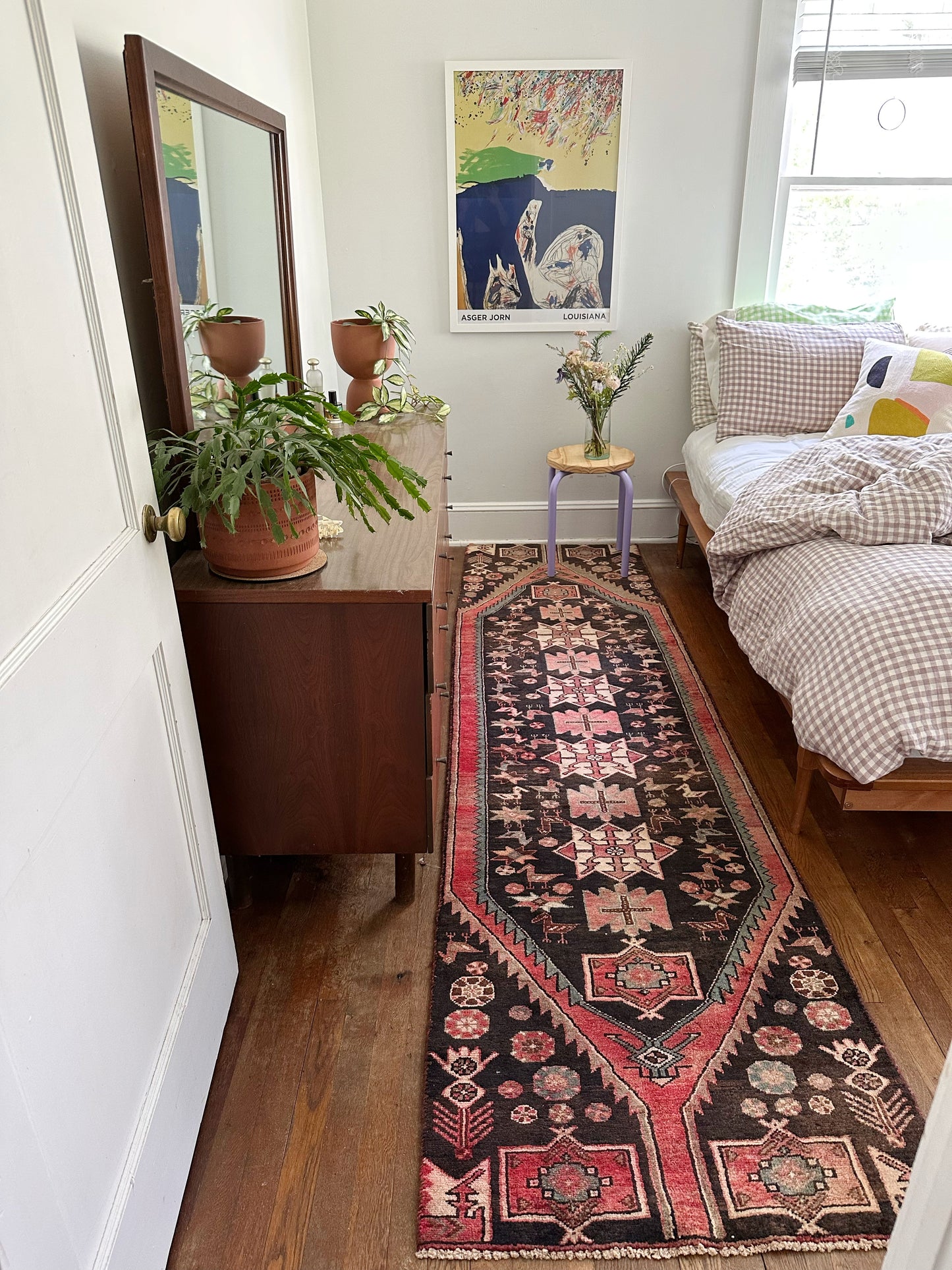 Soju Pink Vintage Persian Runner Rug