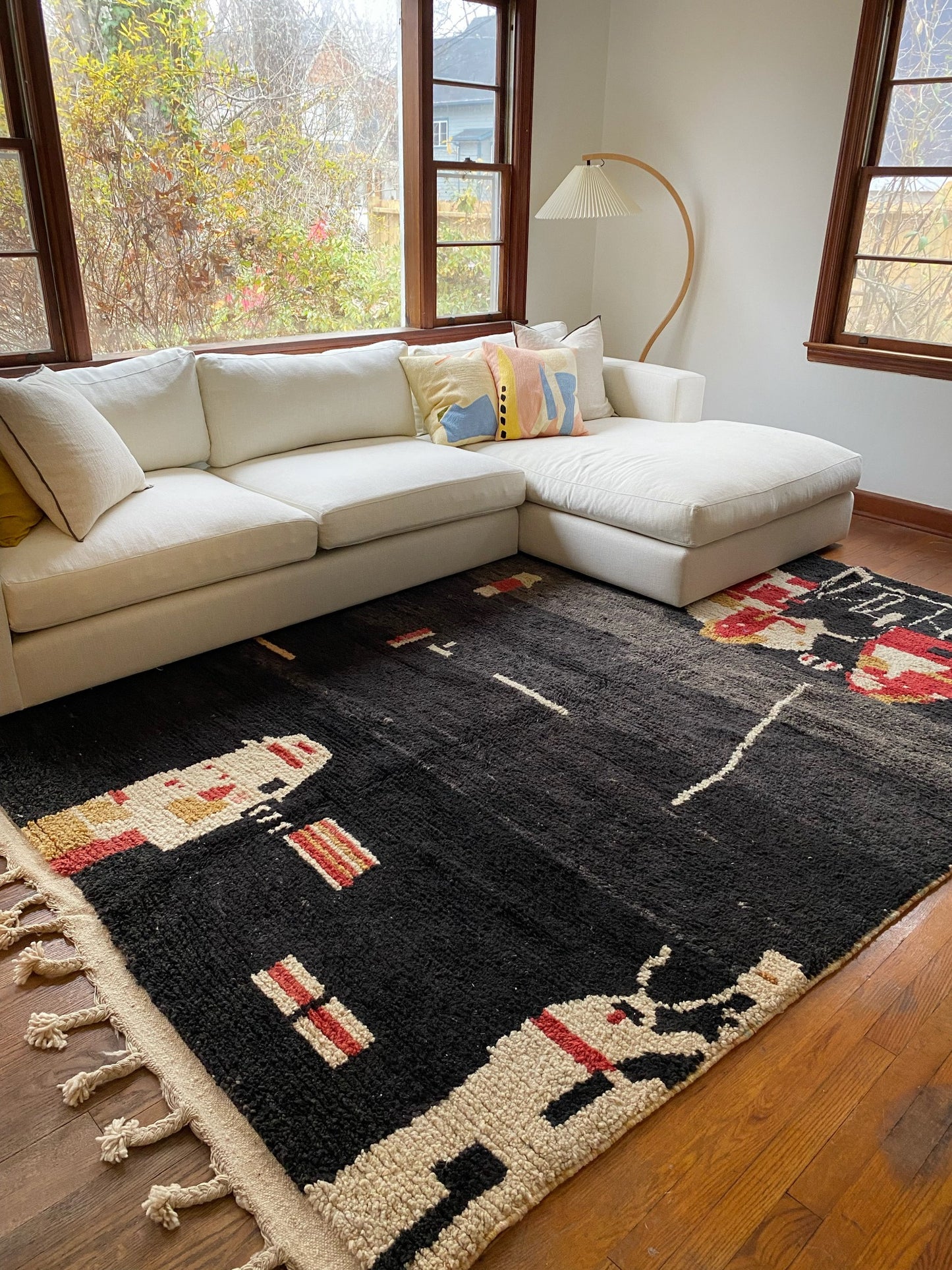 Style Cuyama Moroccan Rug with a Sectional Couch