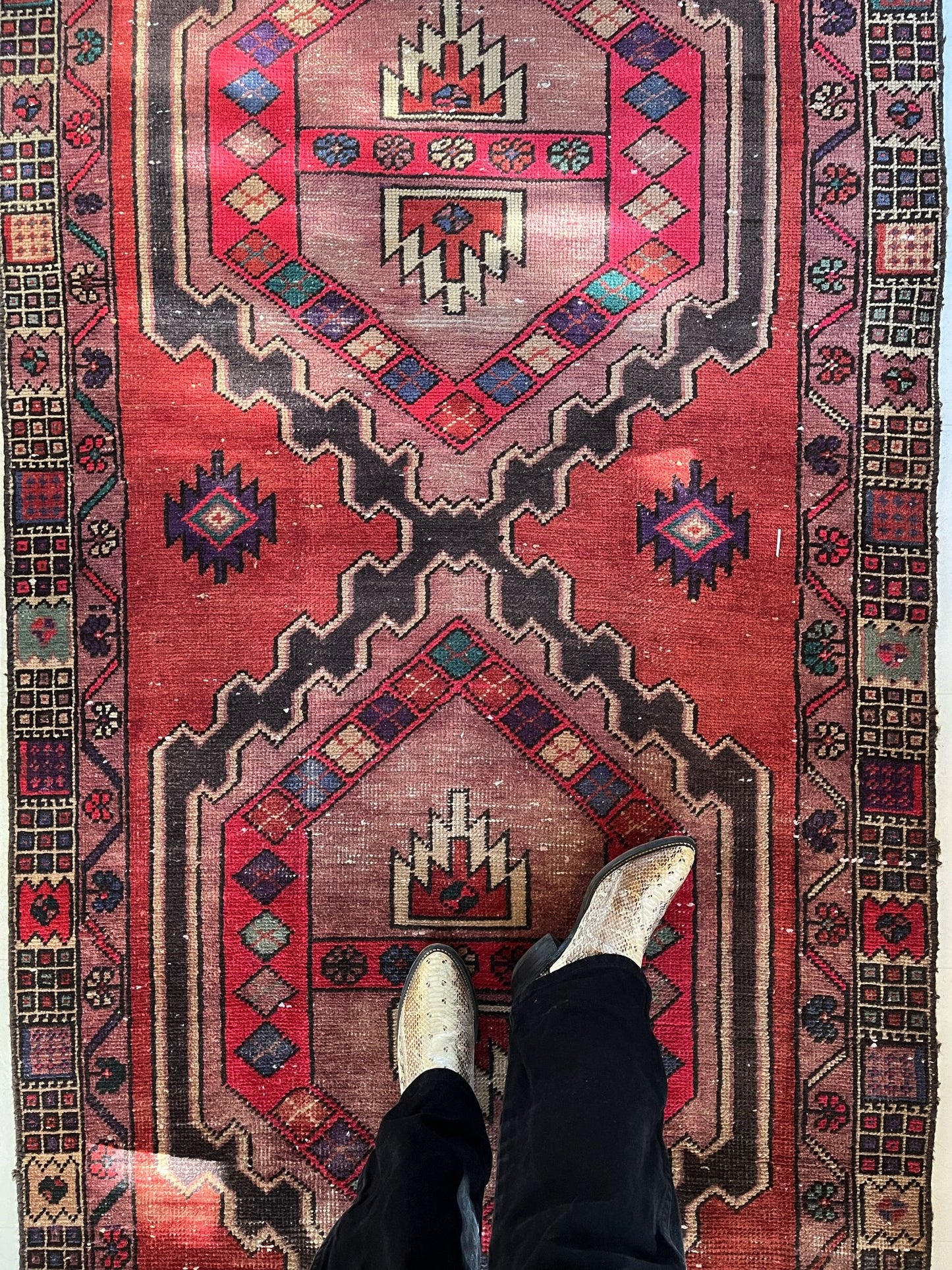 See Details and Motifs of Vintage Persian Runner Rug