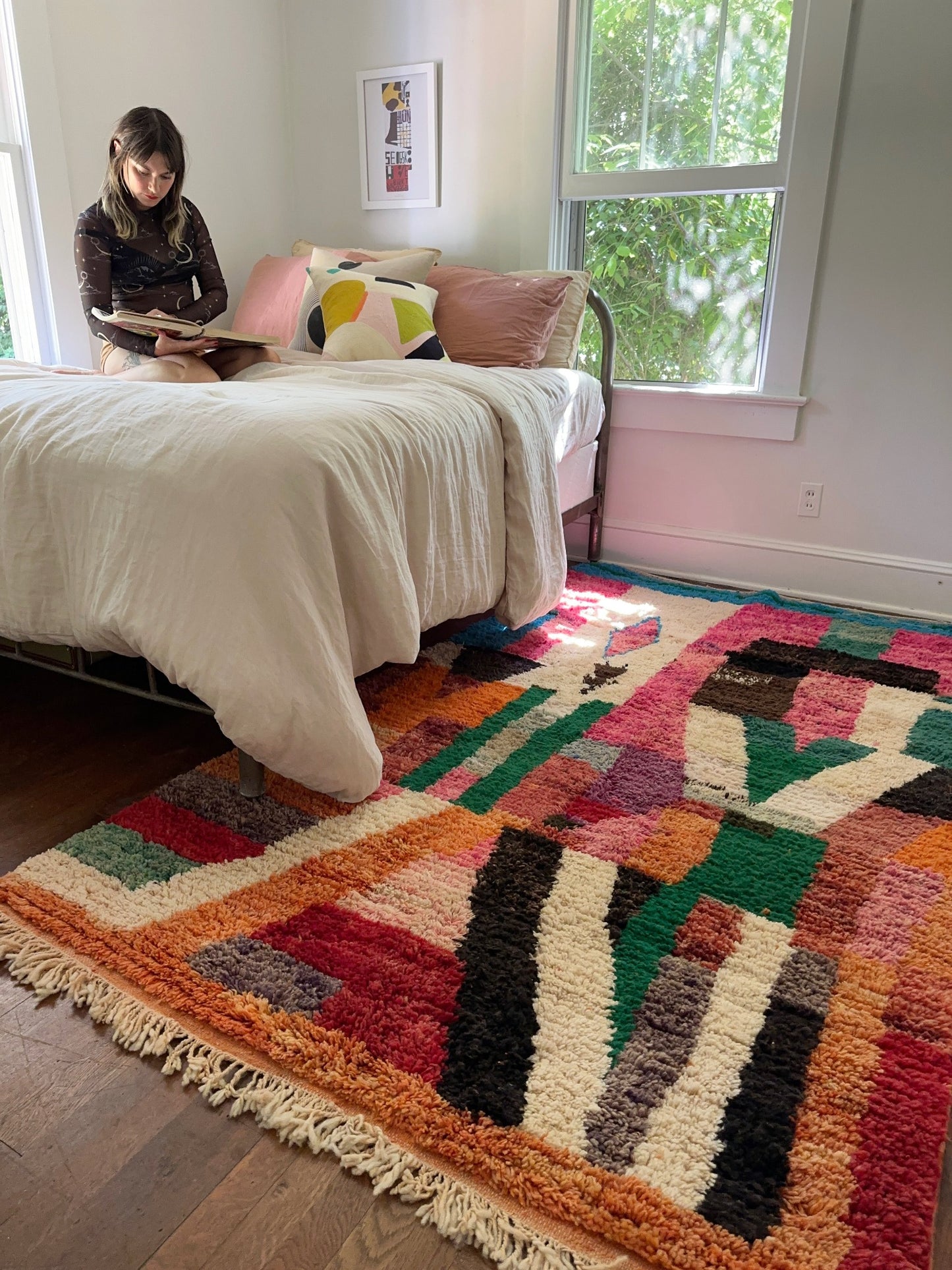 Style Campari Moroccan Rug in a Bedroom