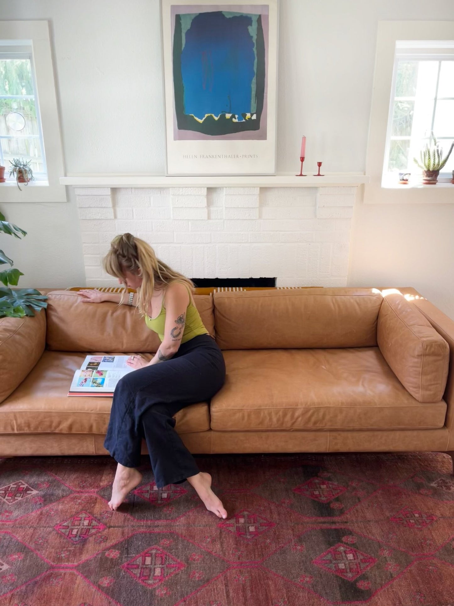 Style a Contemporary Living Room with a Vintage Persian Rug