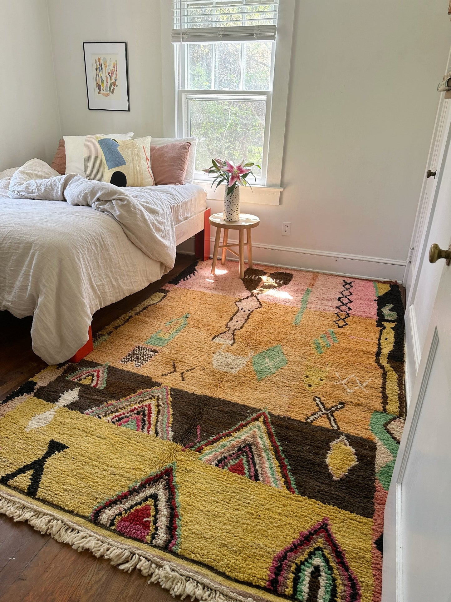 Style Gil Handwoven Moroccan Orange Rug Bedside