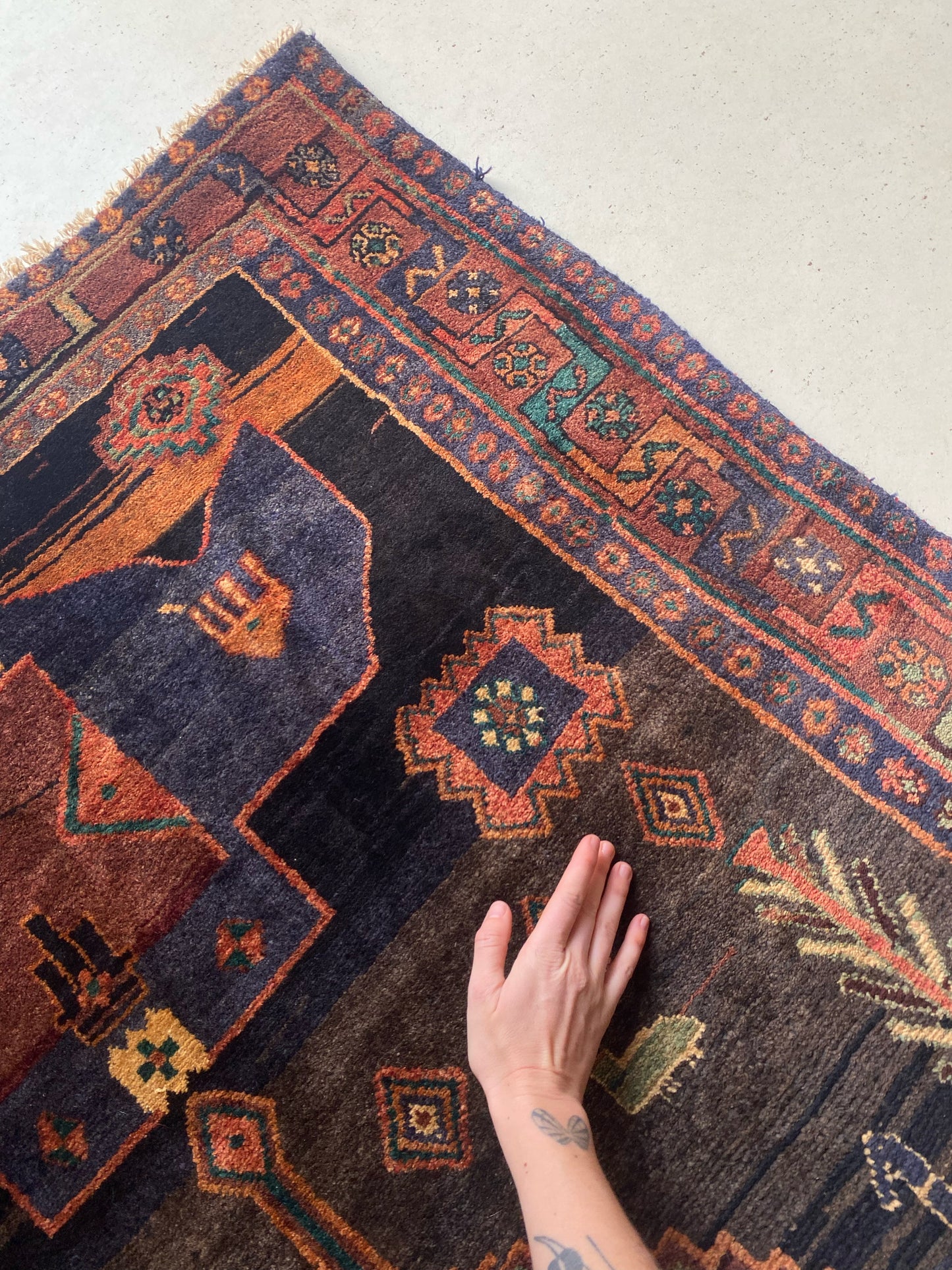 Lotus Charcoal Vintage Persian Rug
