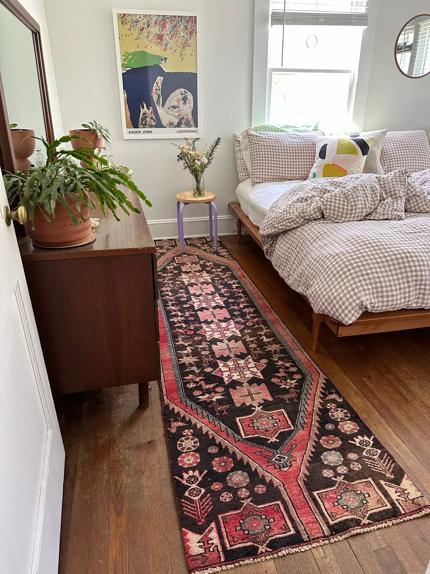 Soju Pink Vintage Persian Runner Rug