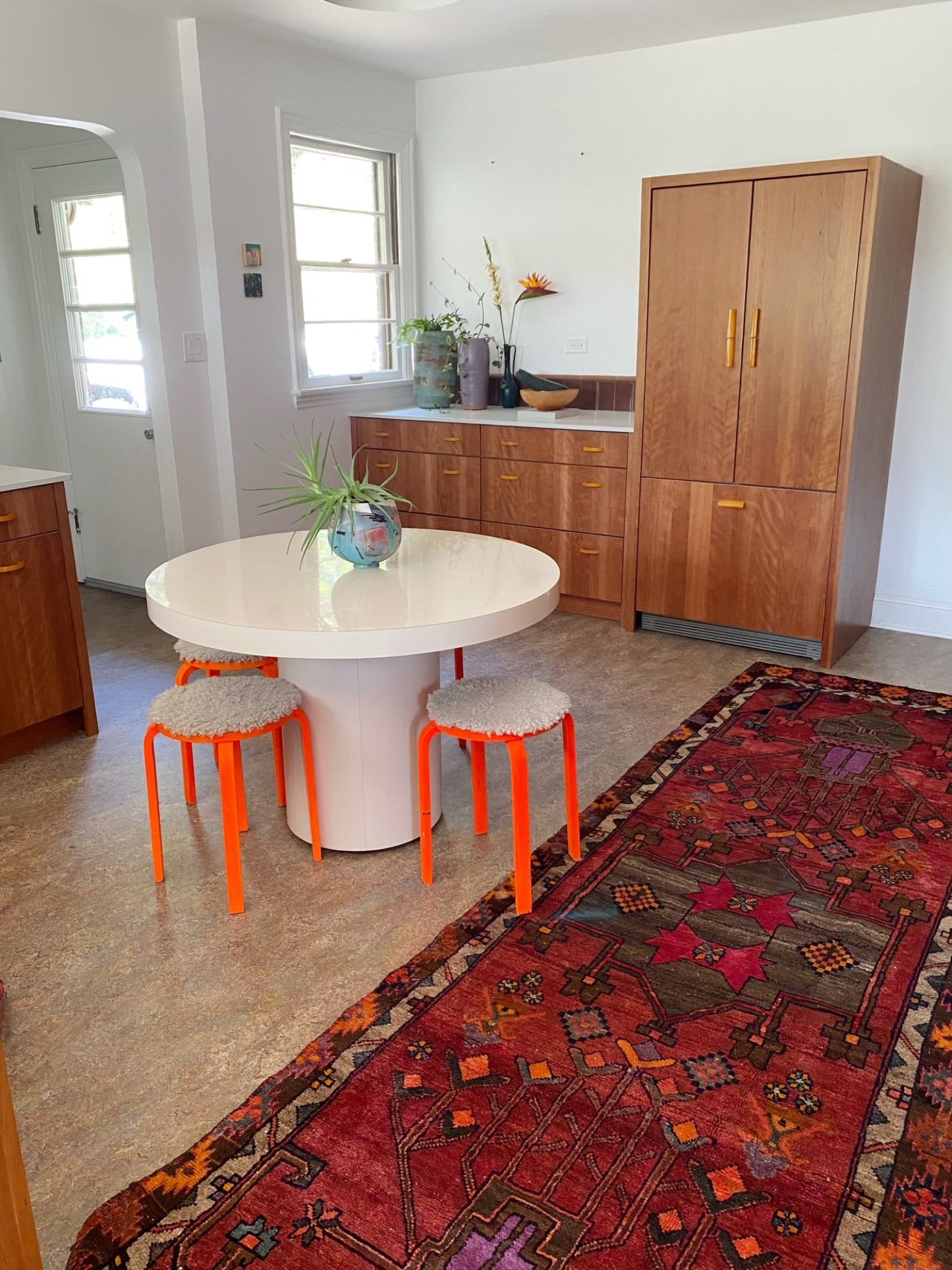 Detail a Kitchen with a Colorful Vintage Persian Runner Rug