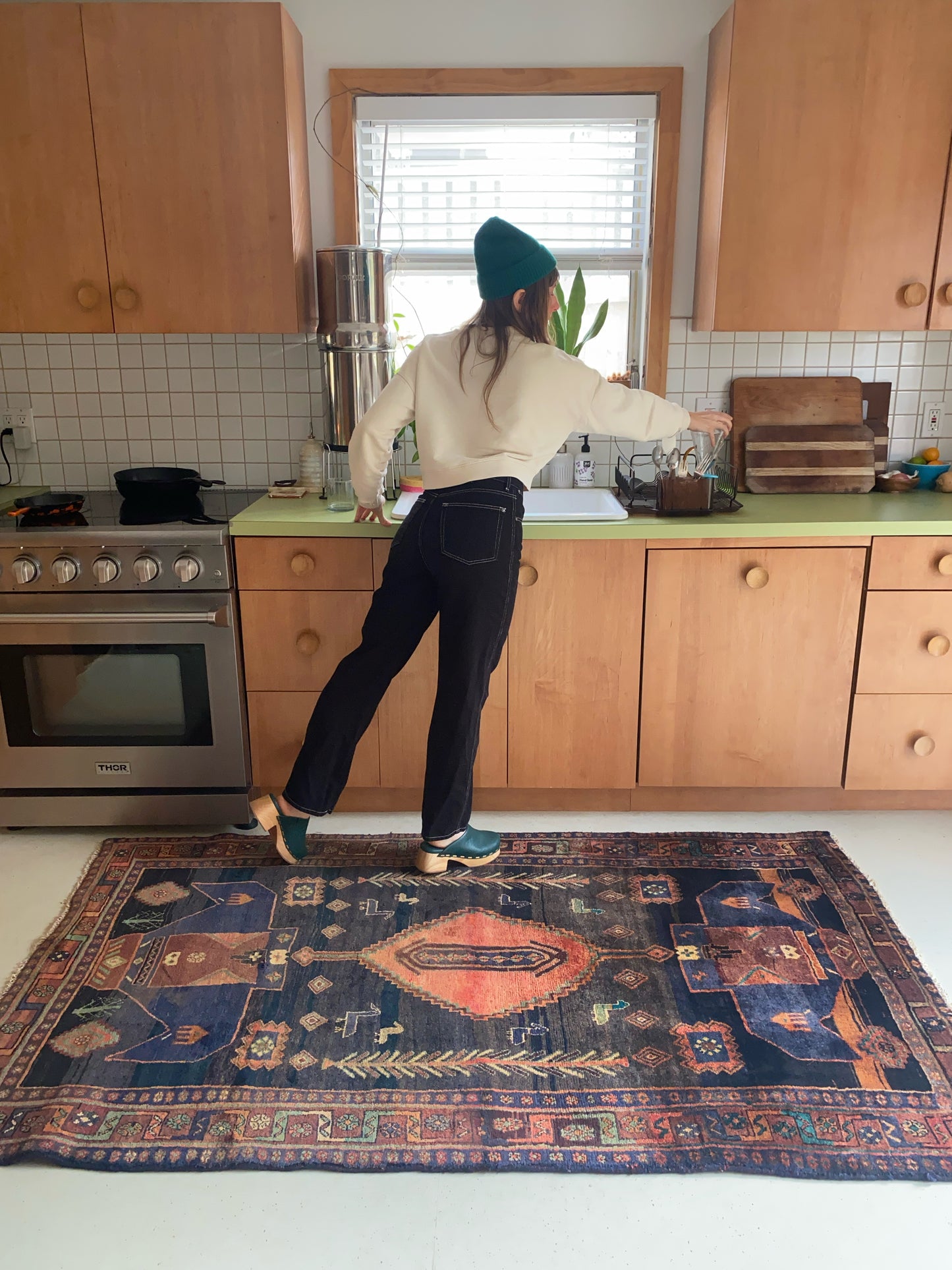 Lotus Charcoal Vintage Persian Rug