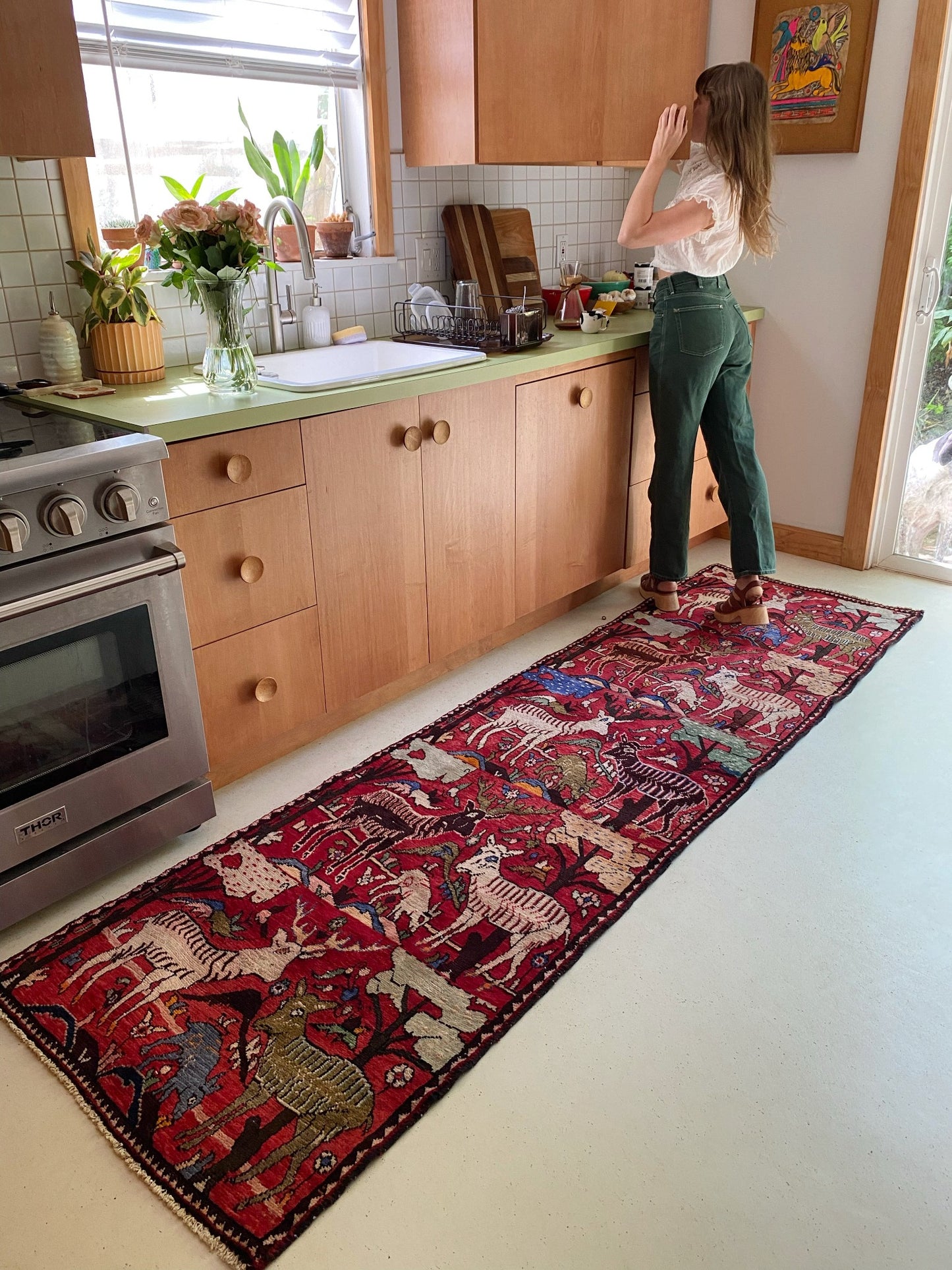 Style Vintage Hunting Rug as a Kitchen Runner