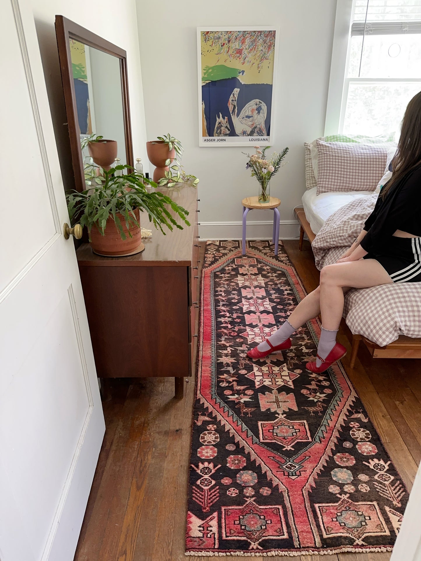 Soju Pink Vintage Persian Runner Rug