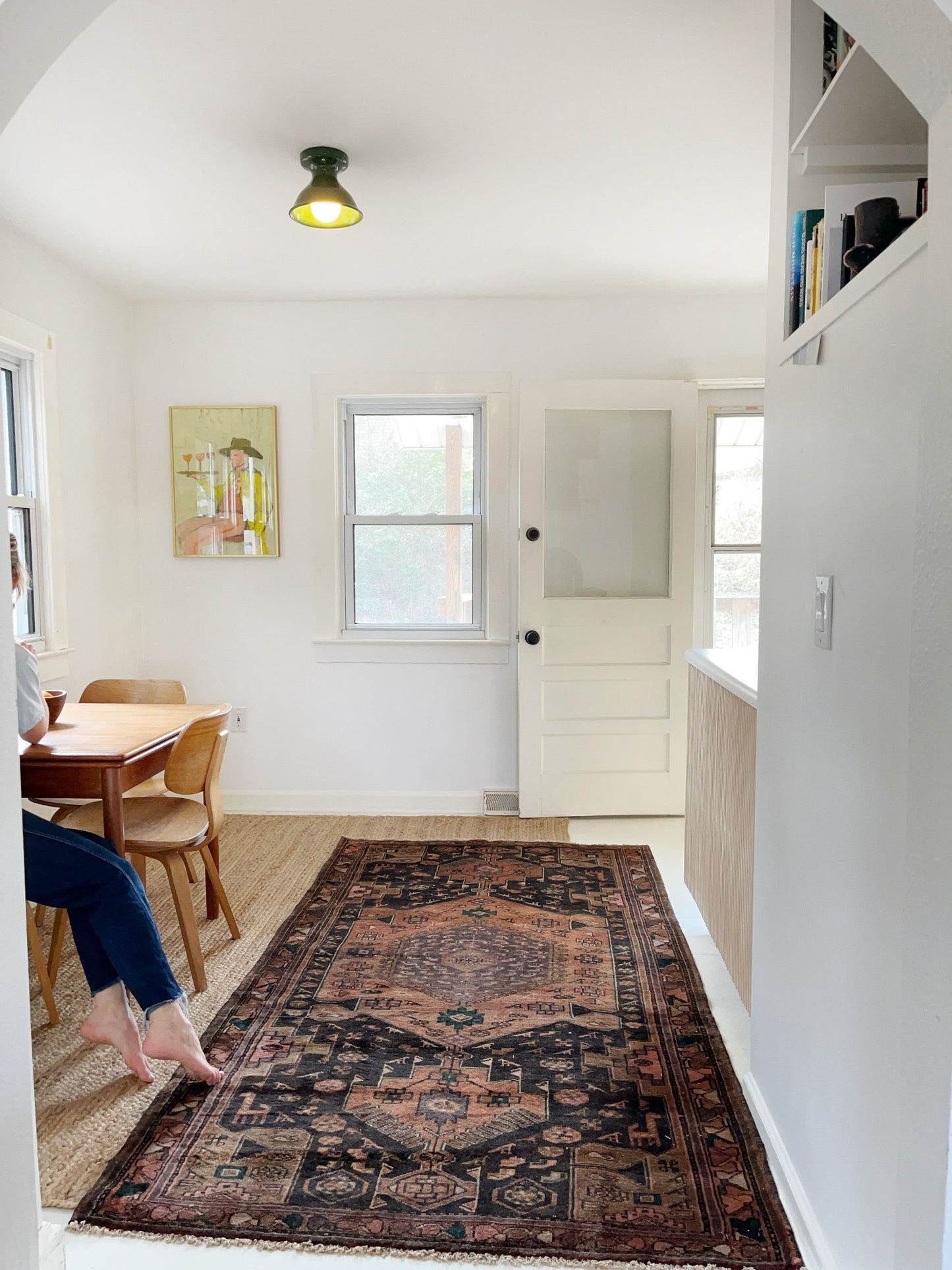 handmade vintage rug styled in a modern setting