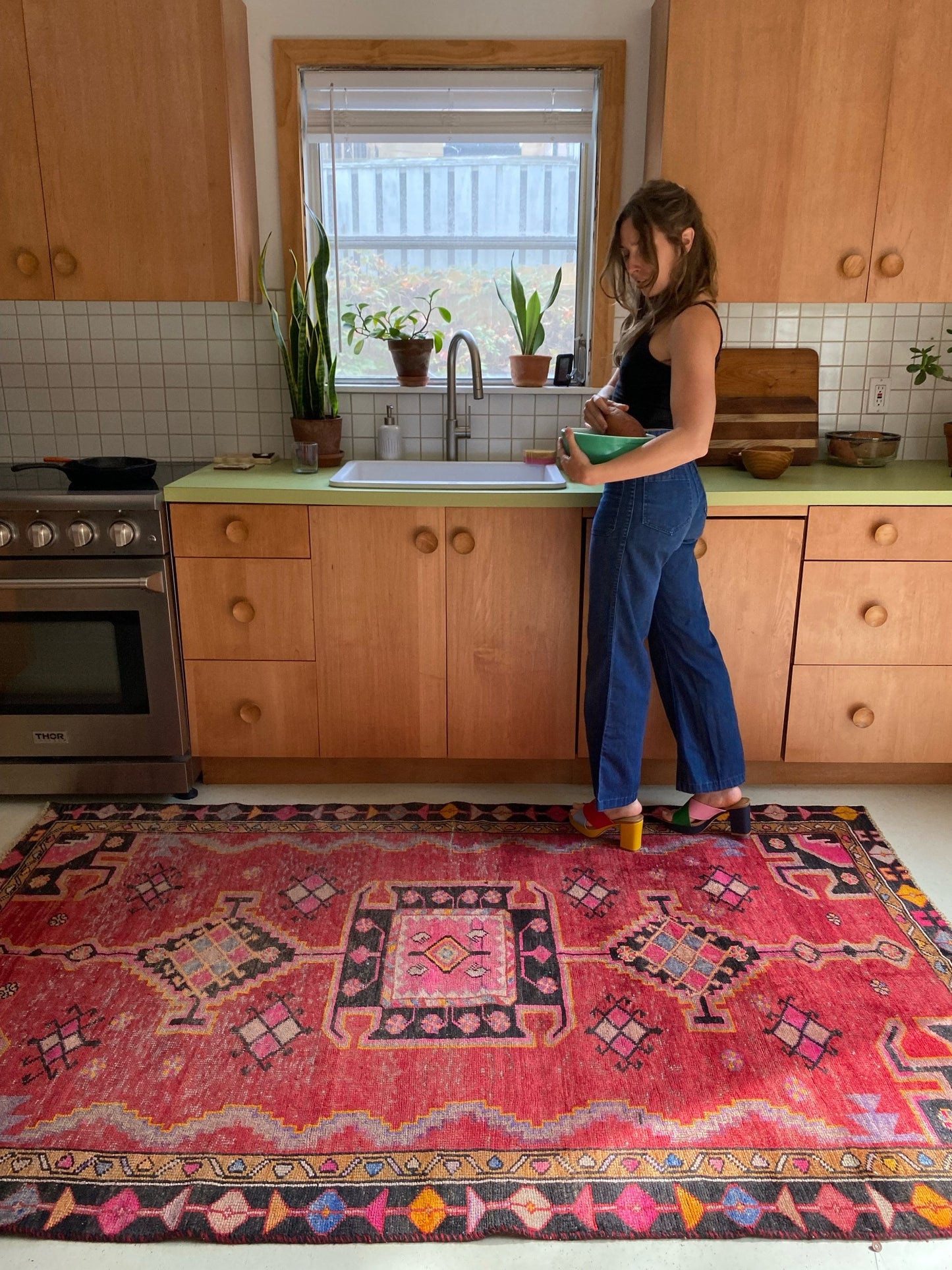 Style Pomegranate Persian Rug in a Kitchen