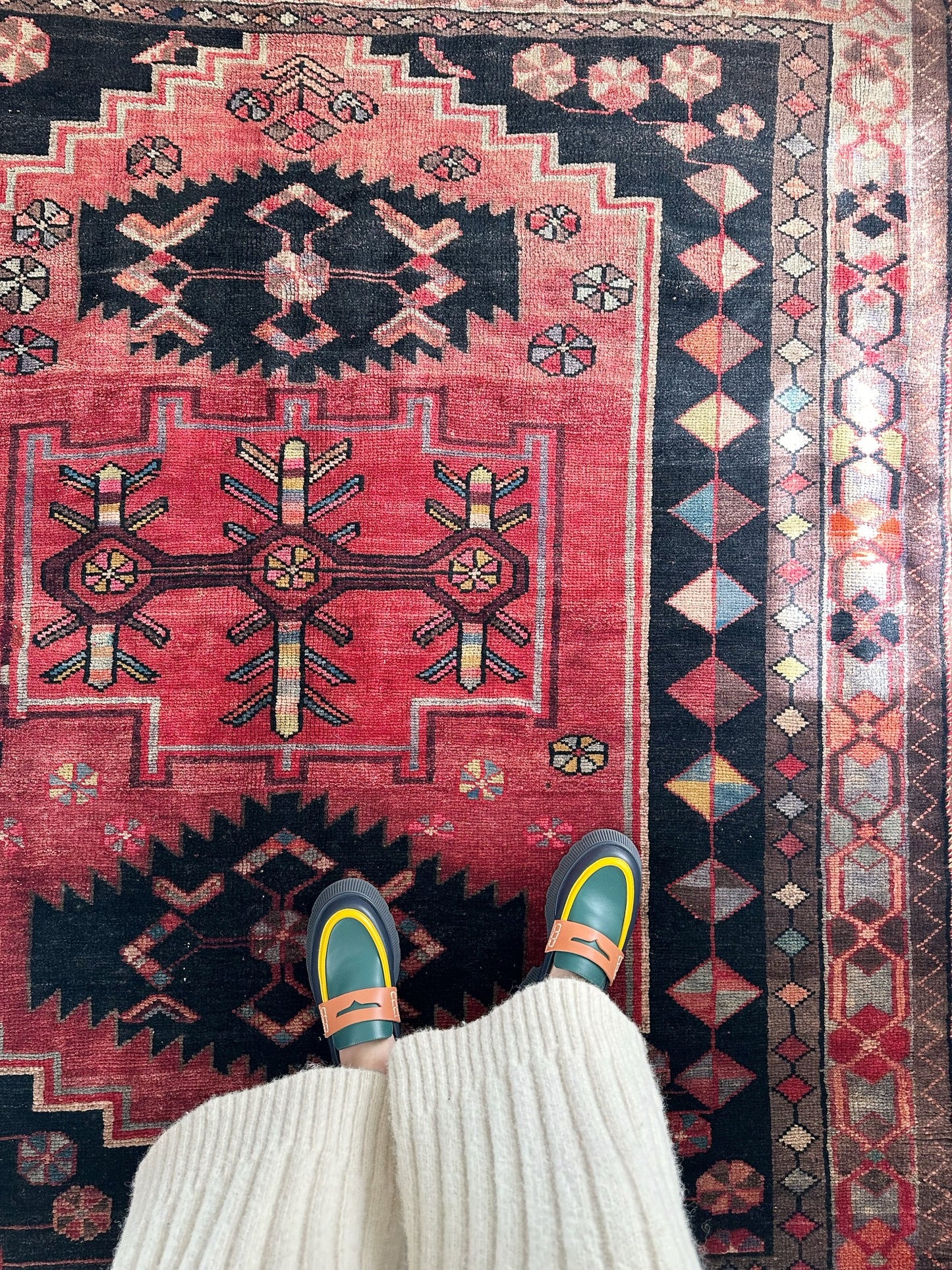See Details and Motifs on Multicolor Vintage Rug