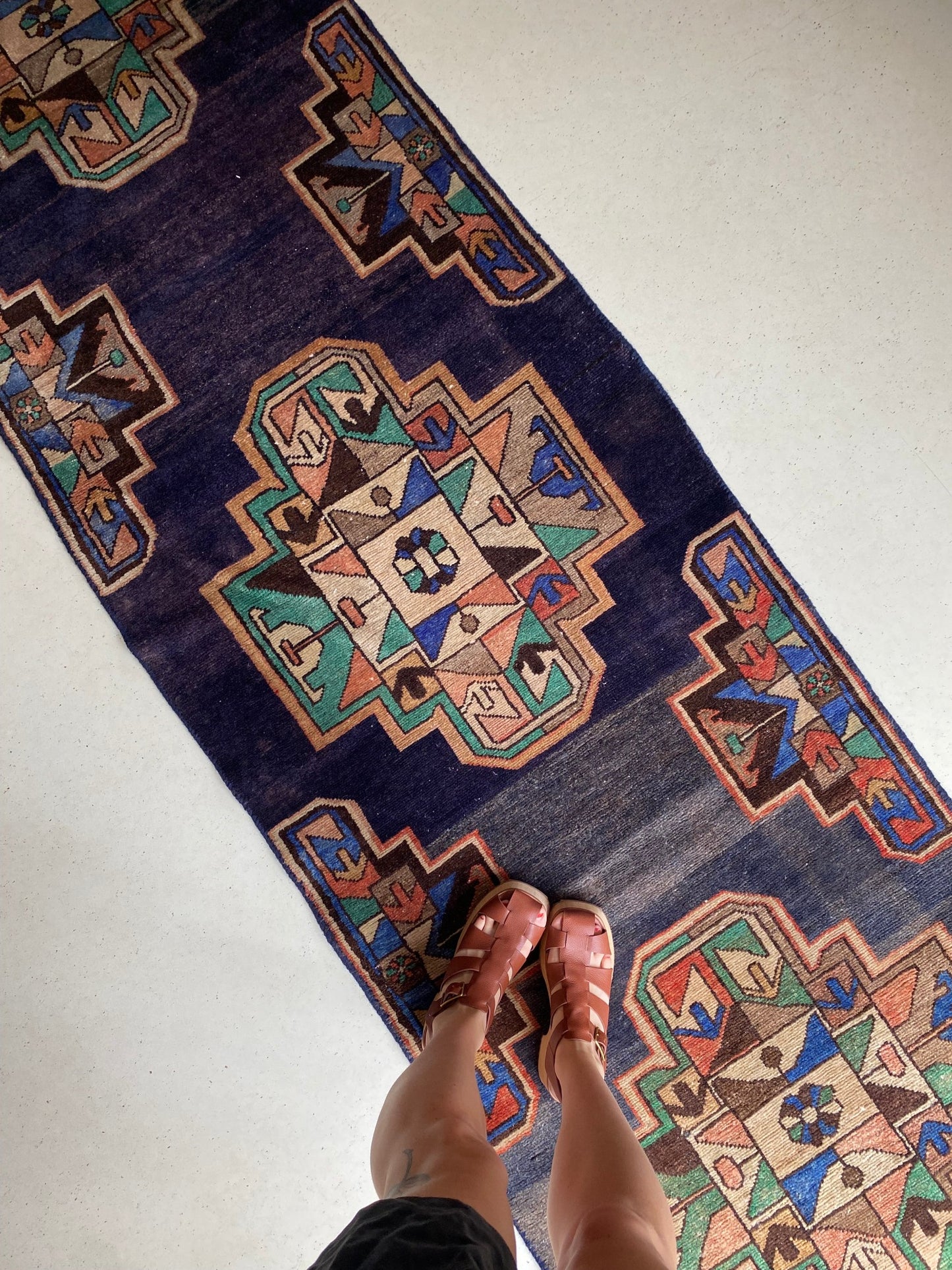 See Details of Indigo Vintage Persian Runner Rug