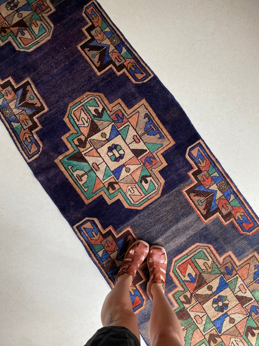 See Details of Indigo Vintage Persian Runner Rug