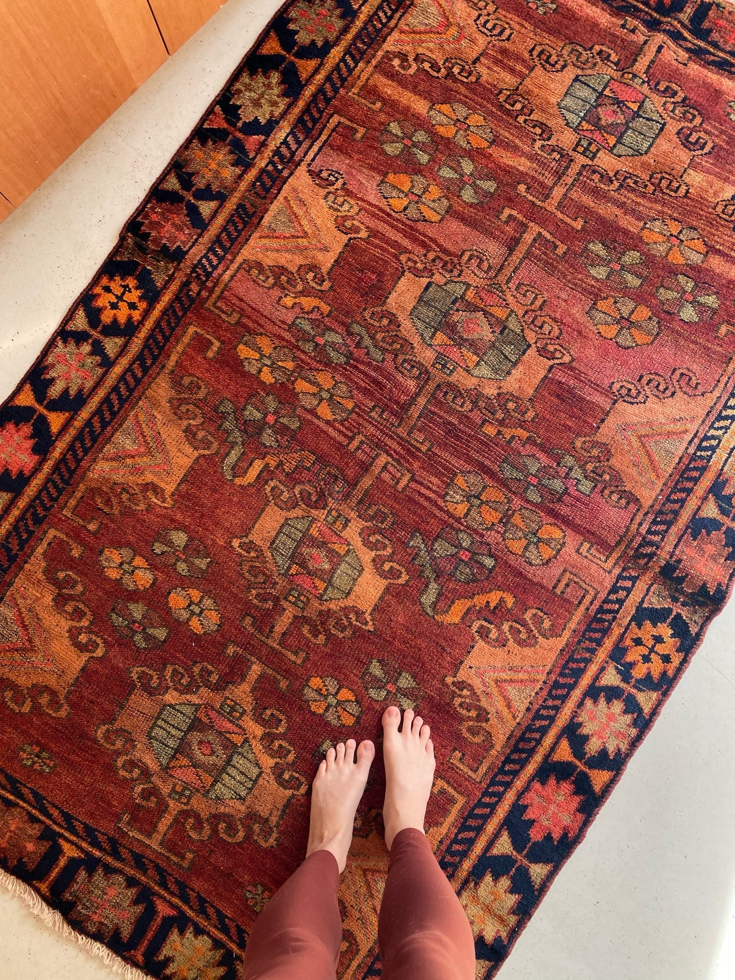 See Details and Warm Colors on Vintage Persian Rug