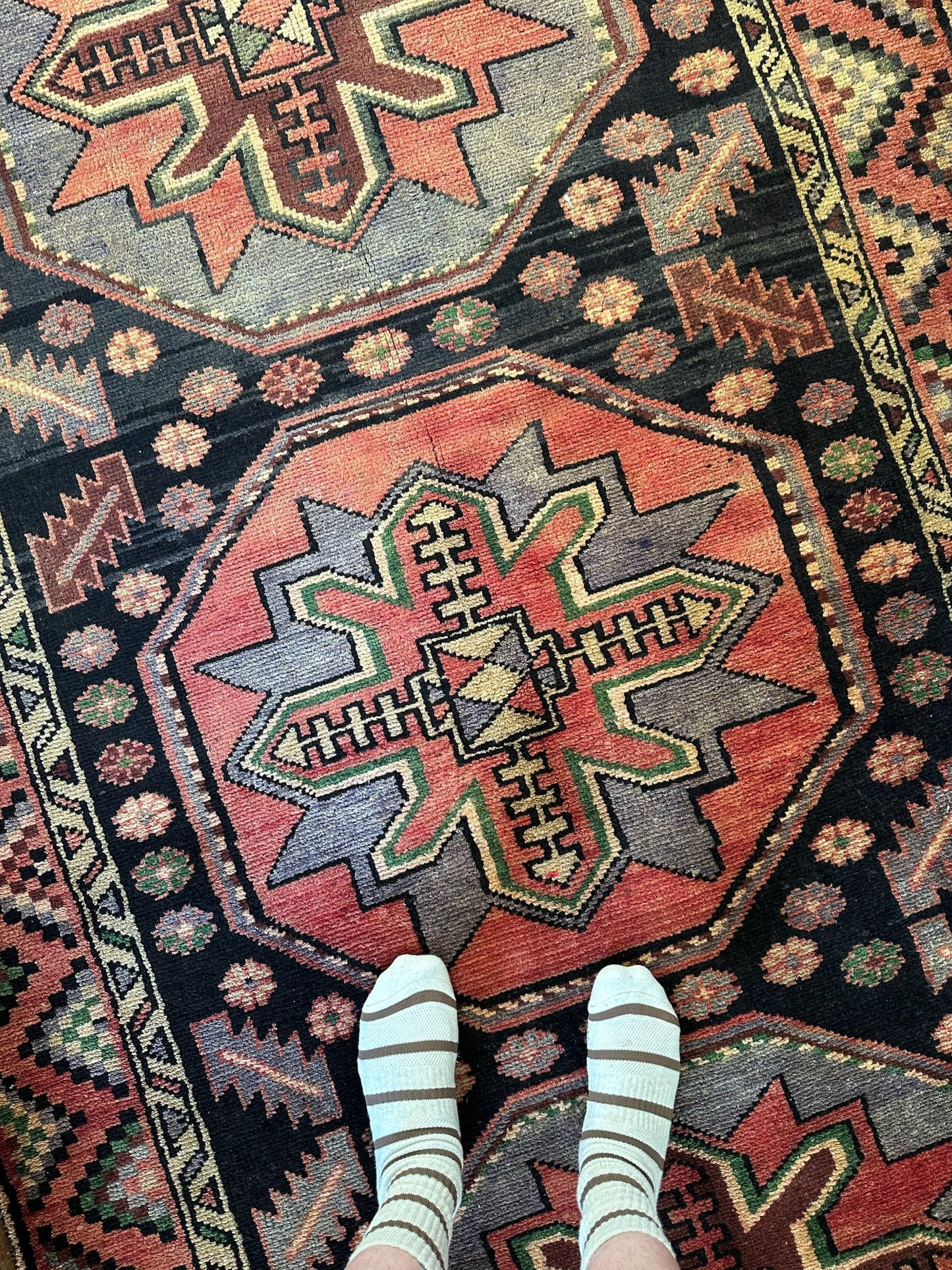 See Details and Motifs on Indigo Persian Rug