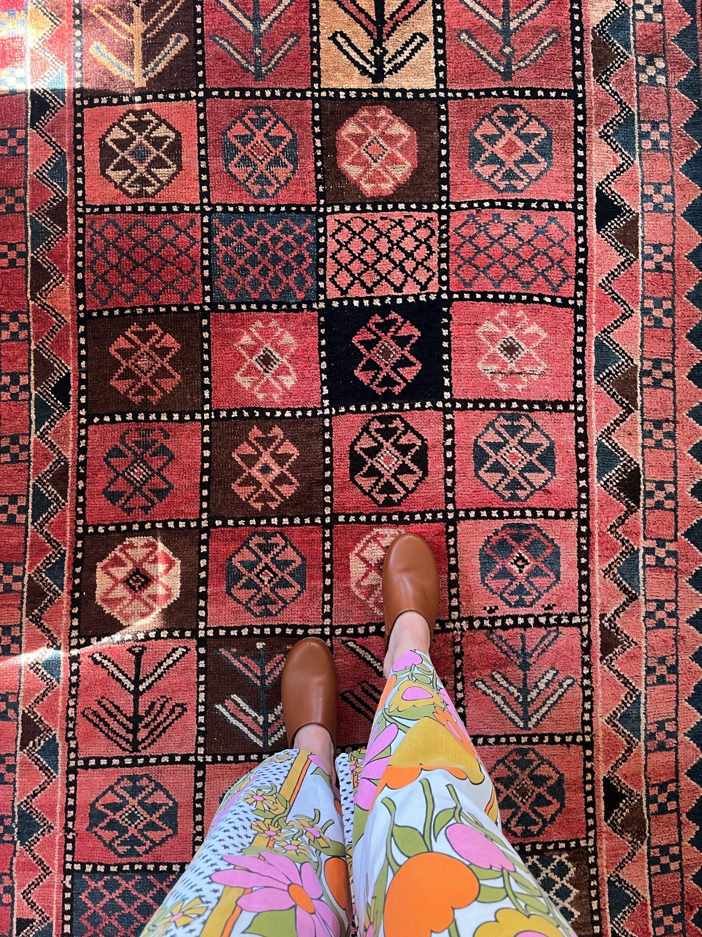 See Mosiac Kheshti and Motif Details on Diavola Vintage Persian Rug