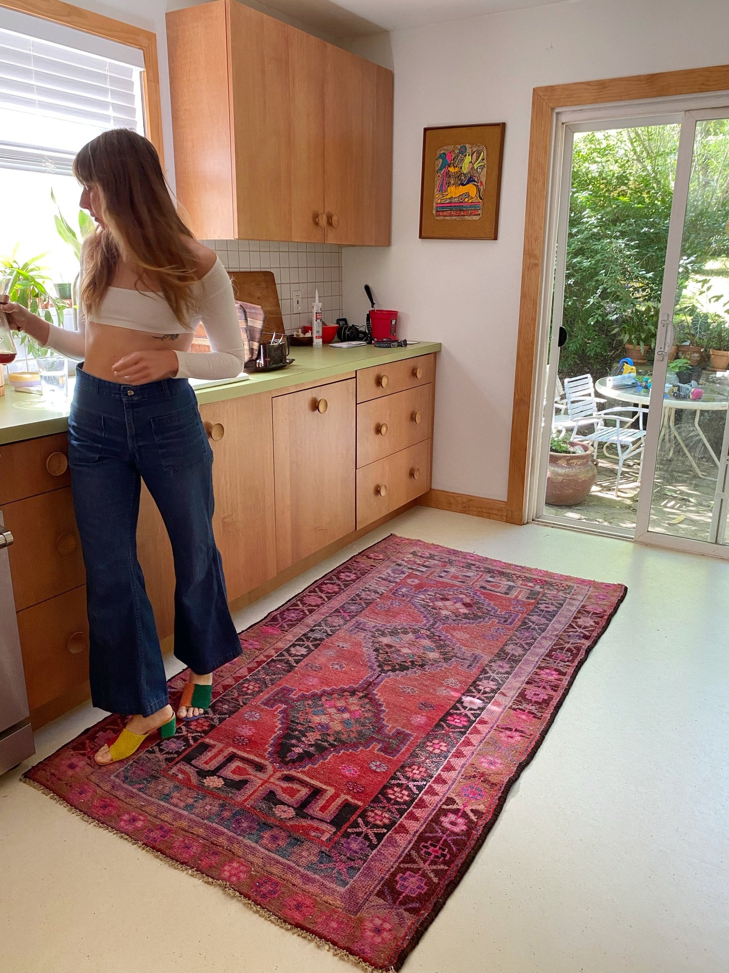 Style Pearl Vintage Persian Rug as a Kitchen Rug