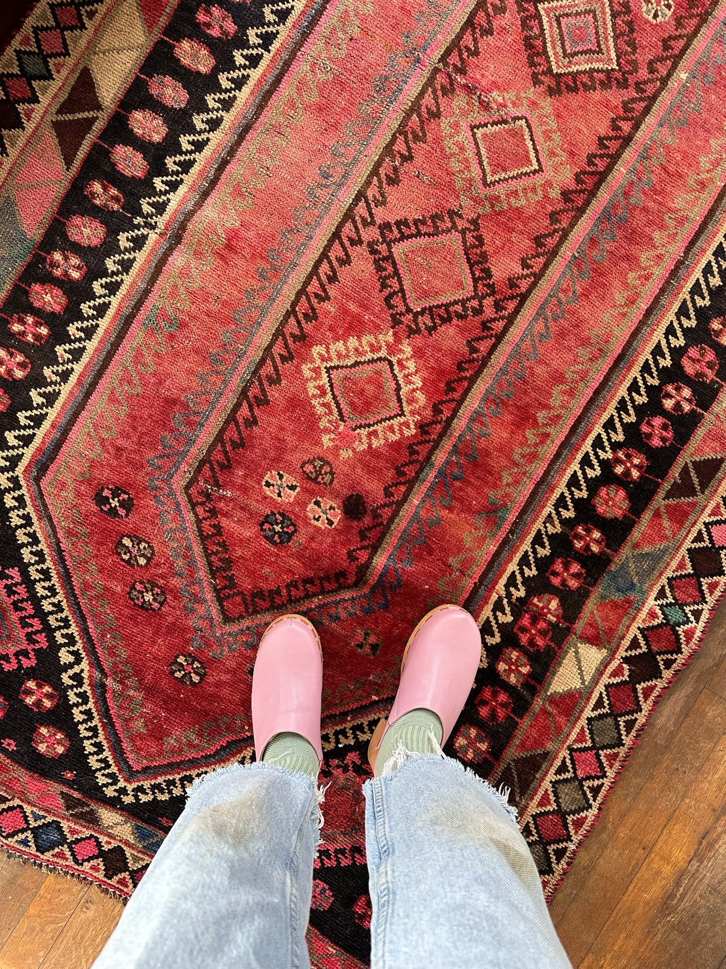 See Details and Floral Motifs on Vintage Phlox Persian Runner Rug