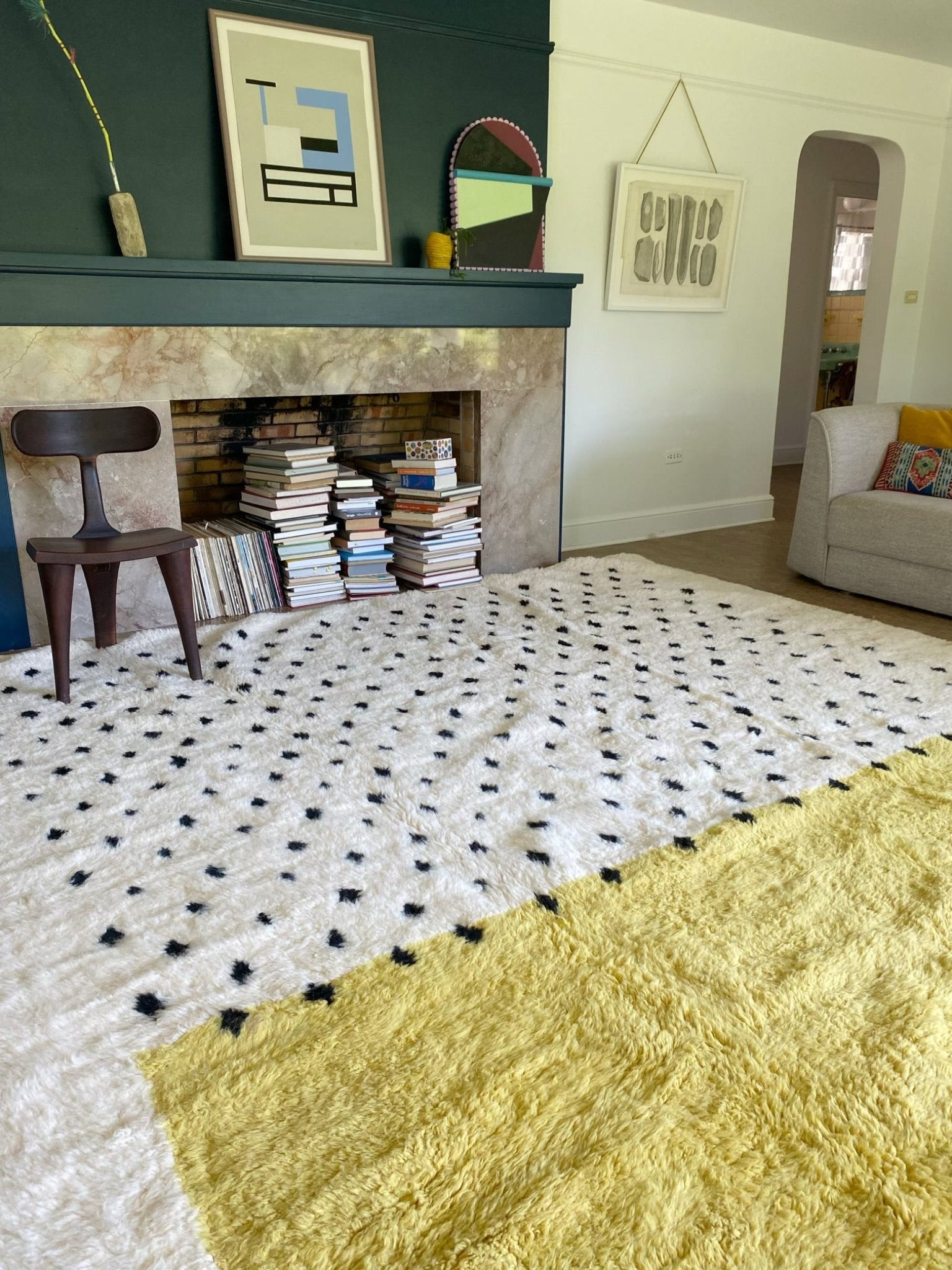 Tamarind Yellow Polka Dot Moroccan Rug | Lost Hunt Vintage