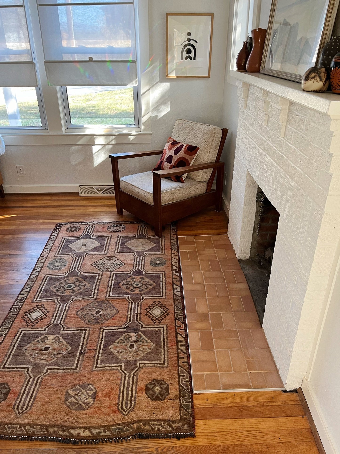 See Ilex Persian Rug in Front of a Fireplace