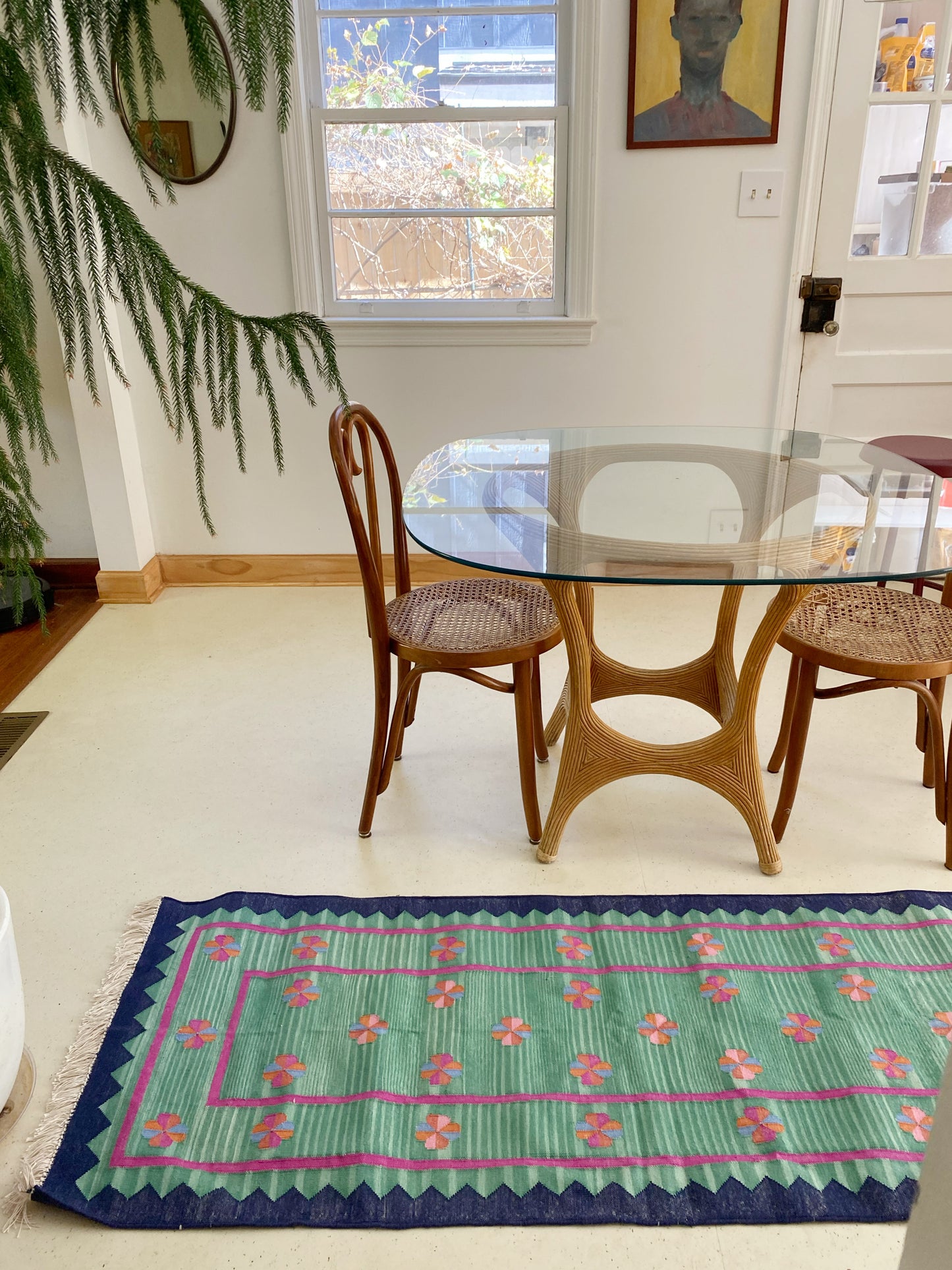 Cascade Flat-weave Teal Runner Rug