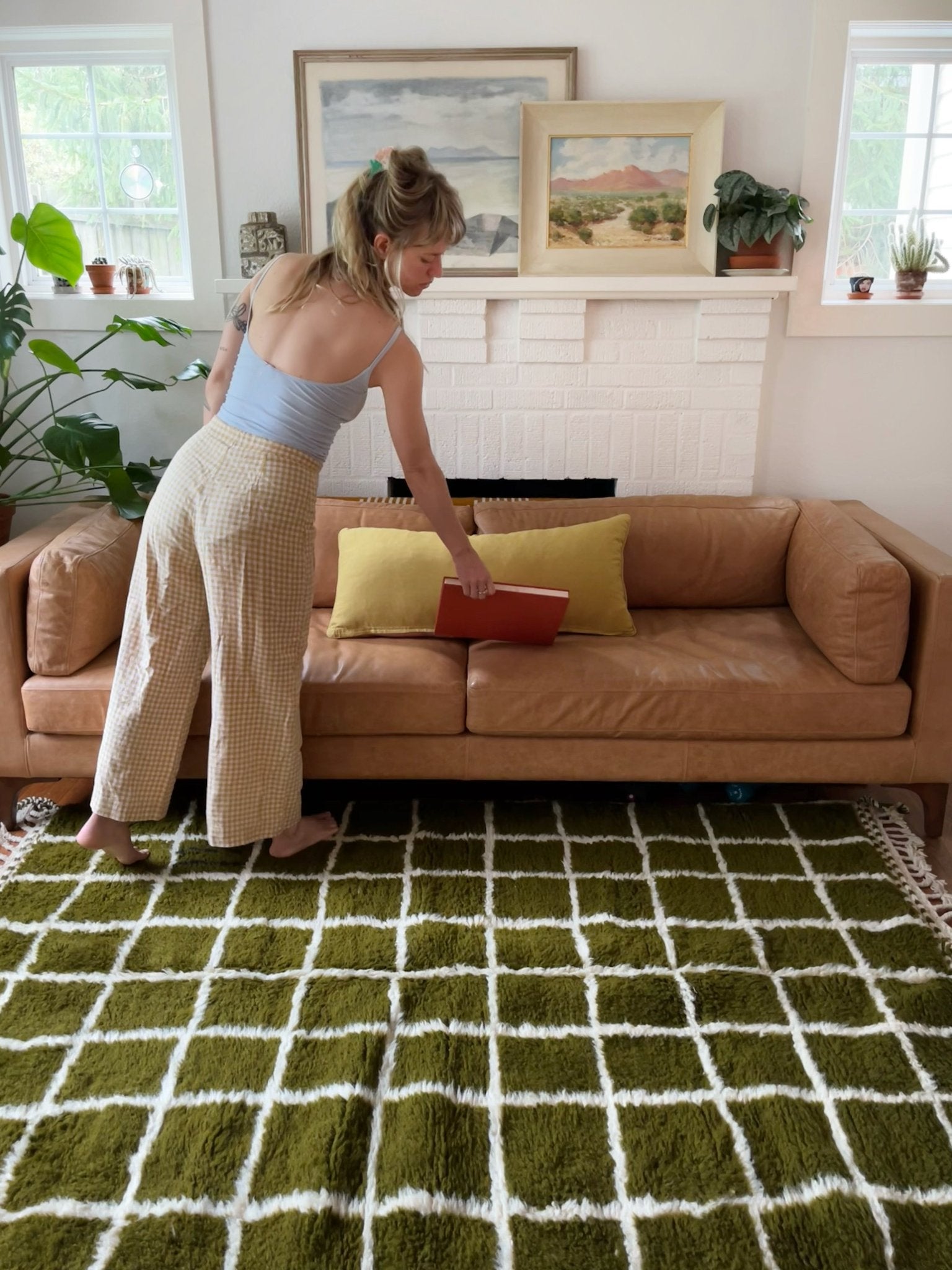 Rowan Blocky Green Moroccan Rug | Lost Hunt Vintage