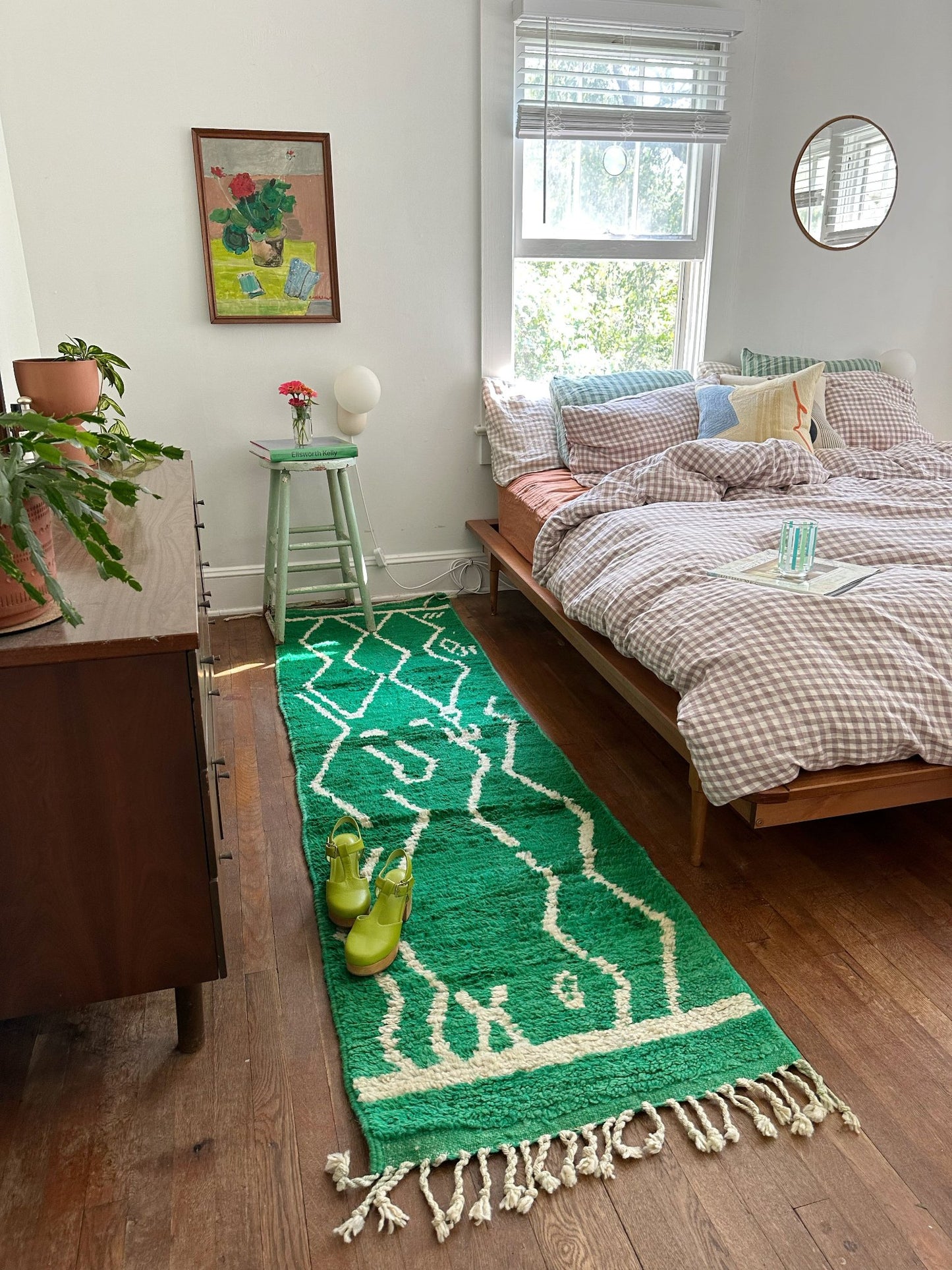 Style a Bedside with Green High Pile Moroccan Runner Rug