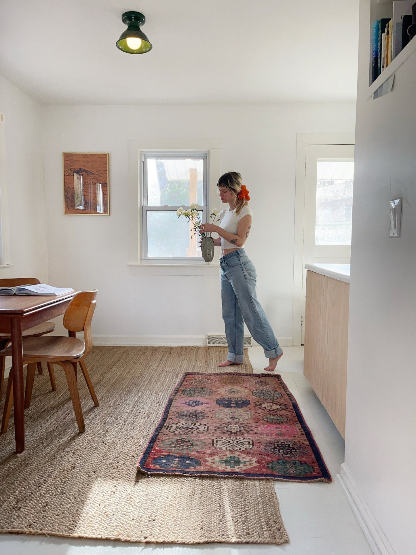 See Fiori Vintage Persian Rug Styled in a Dining Room