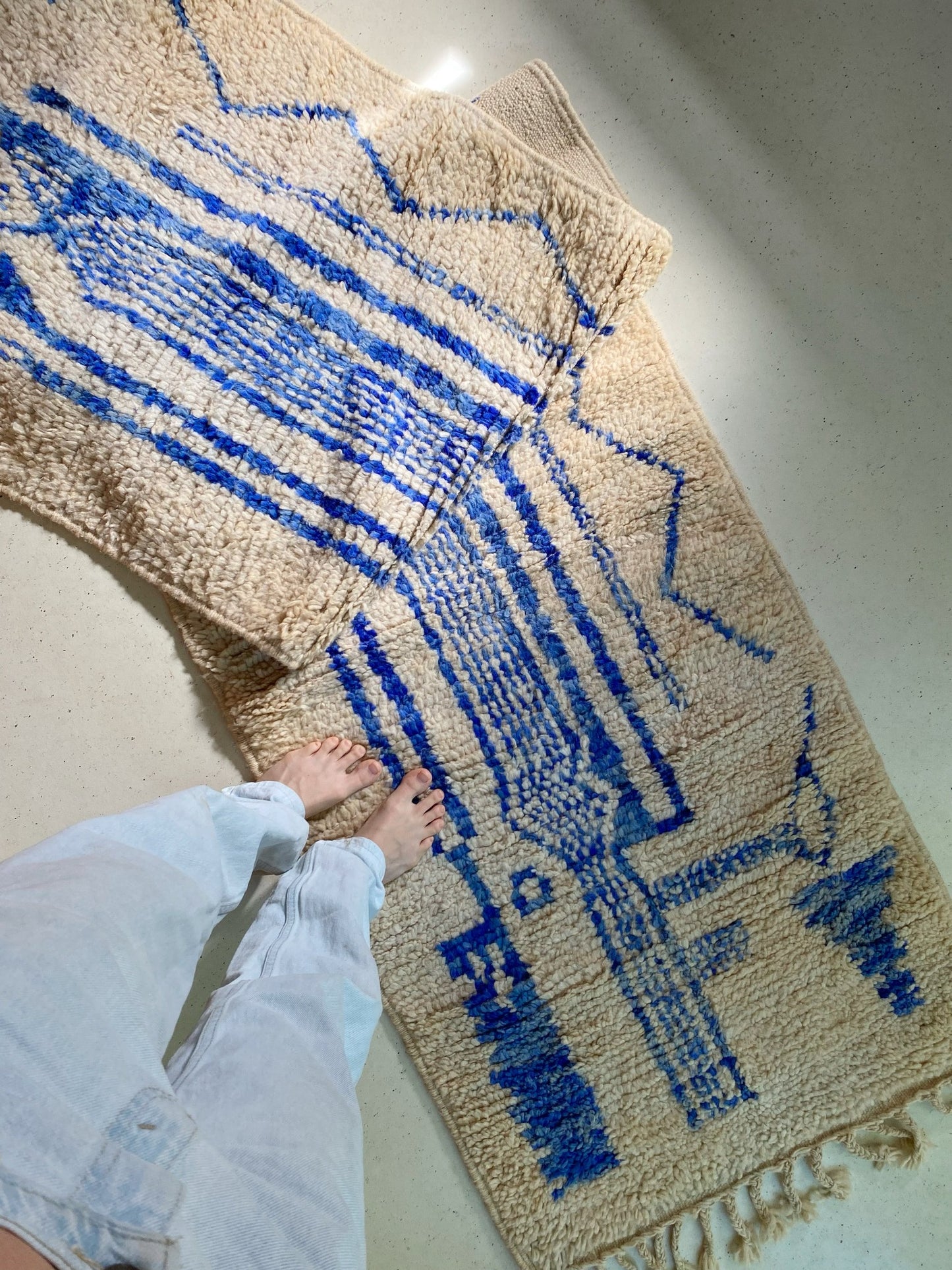 See Details of Blue and White Moroccan Runner Rug