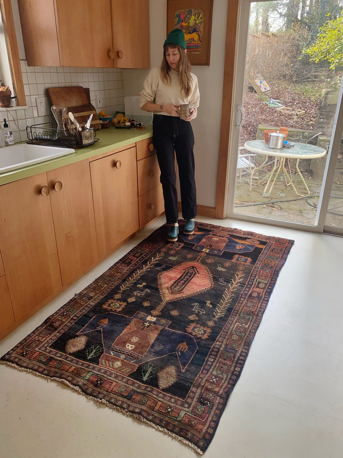 Lotus Charcoal Vintage Persian Rug