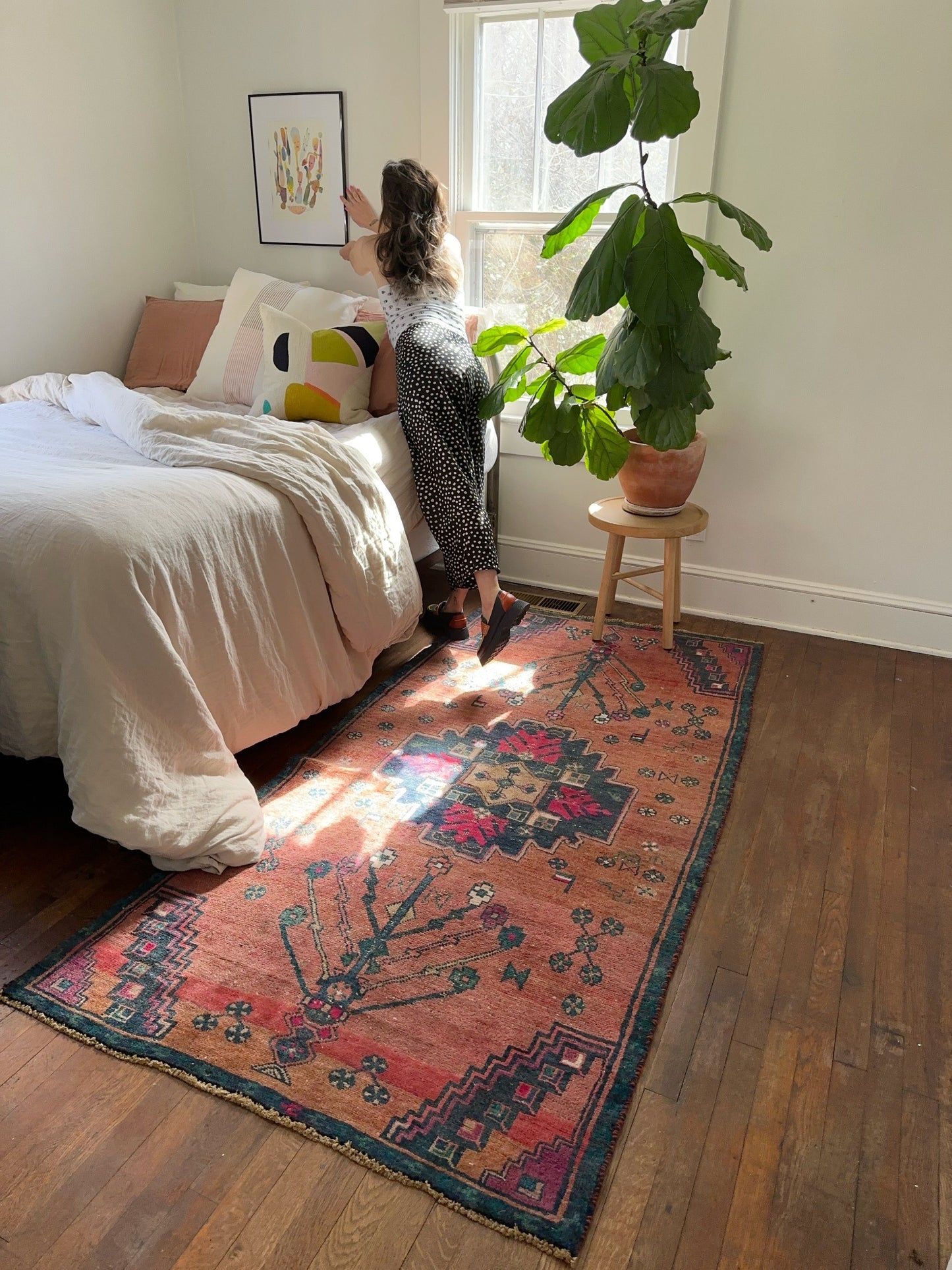 See Pink and Fuscia Dari Vintage Persian Rug