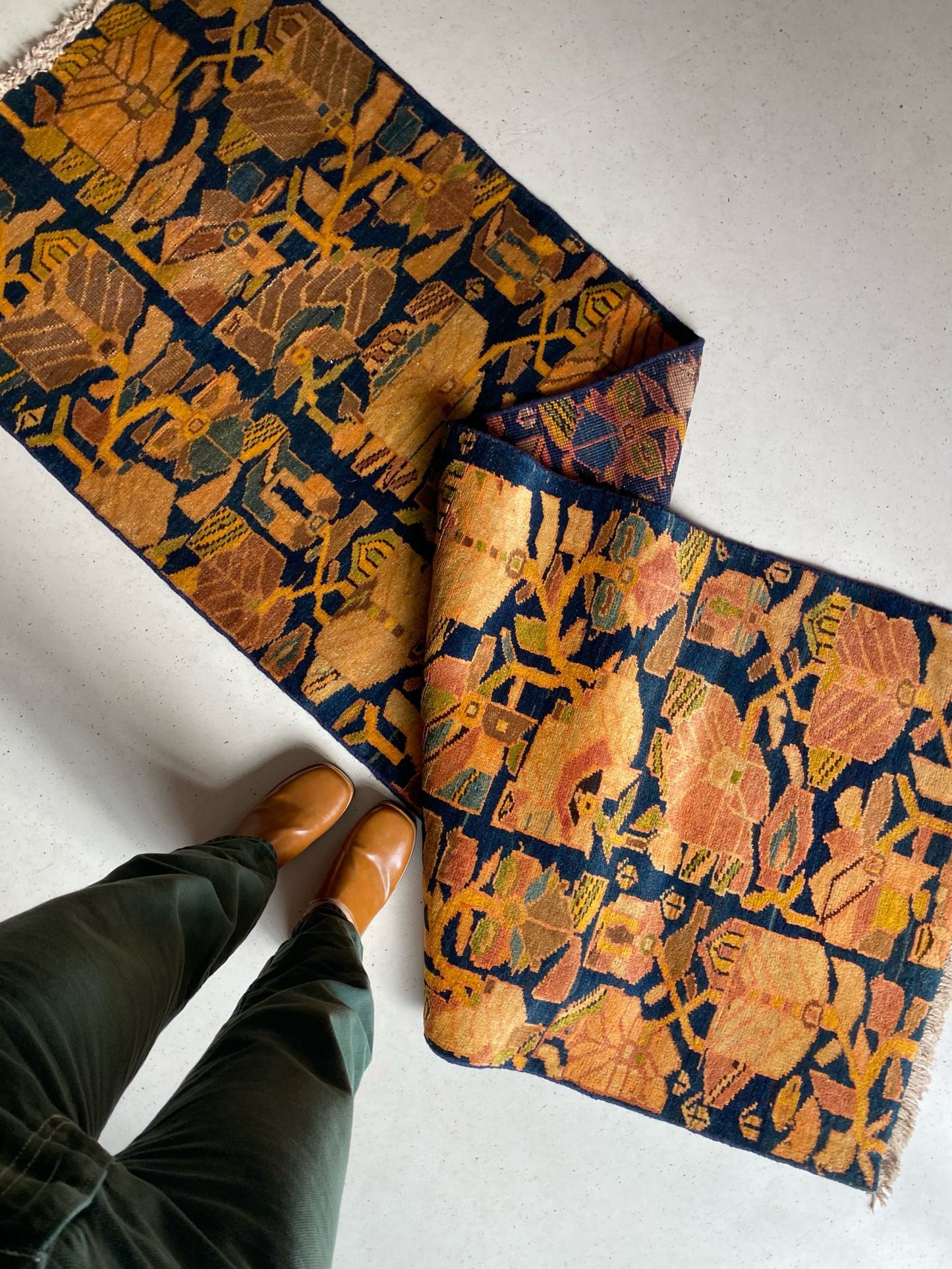 See Details and Motifs on Golden Persian Vintage Runner