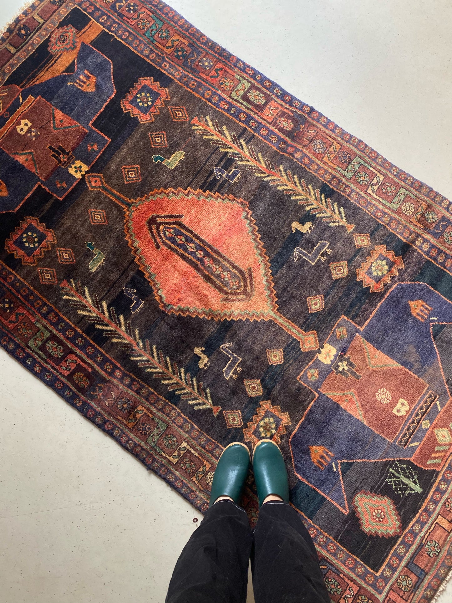 Lotus Charcoal Vintage Persian Rug