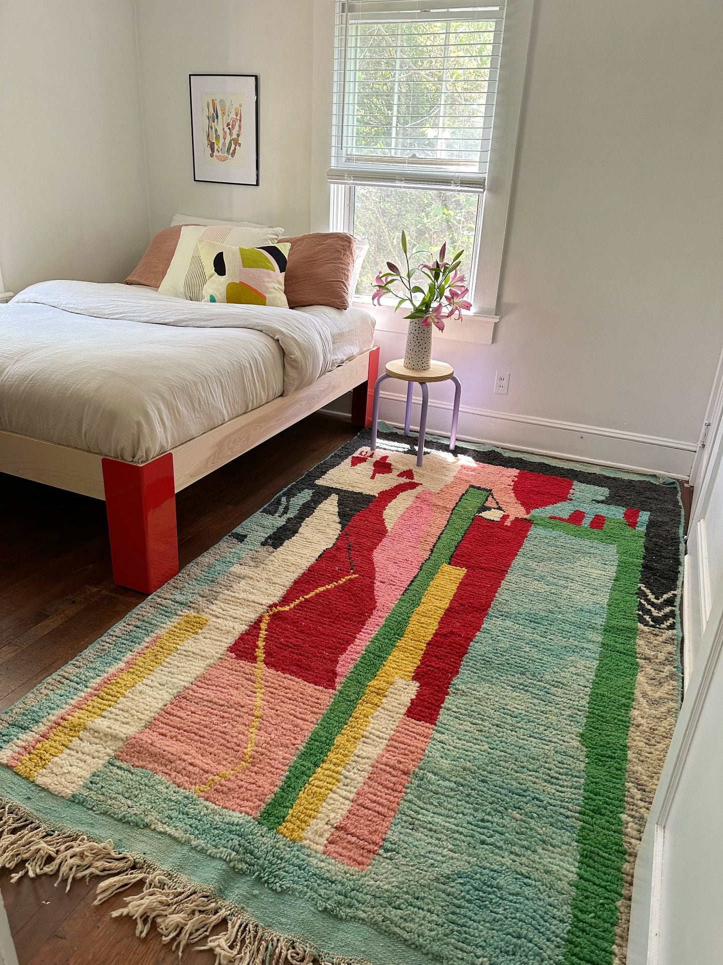 See Green and Blue Handwoven Moroccan Rug