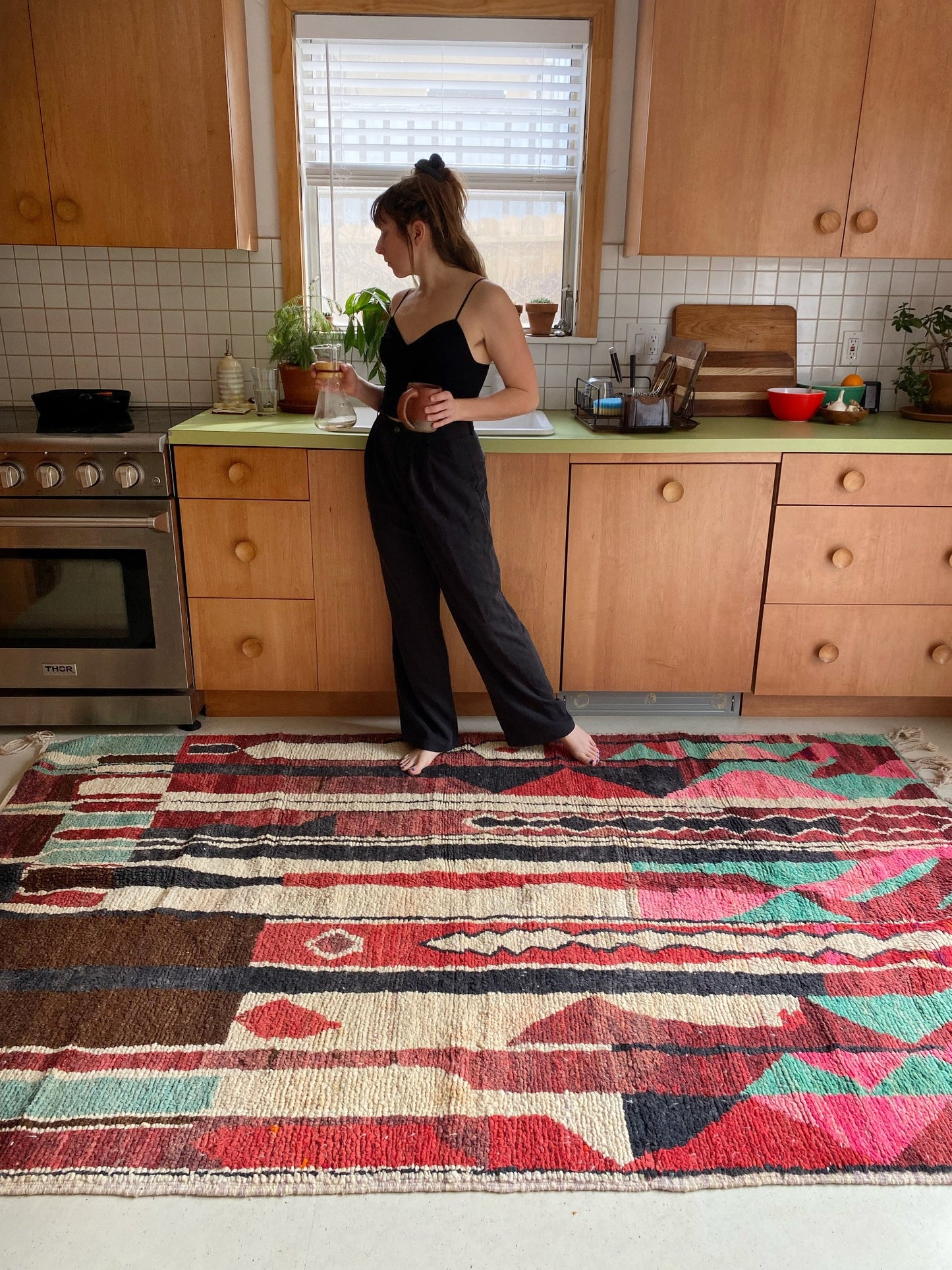 Colorful area rug Ponderosa Moroccan Rug in a Kitchen
