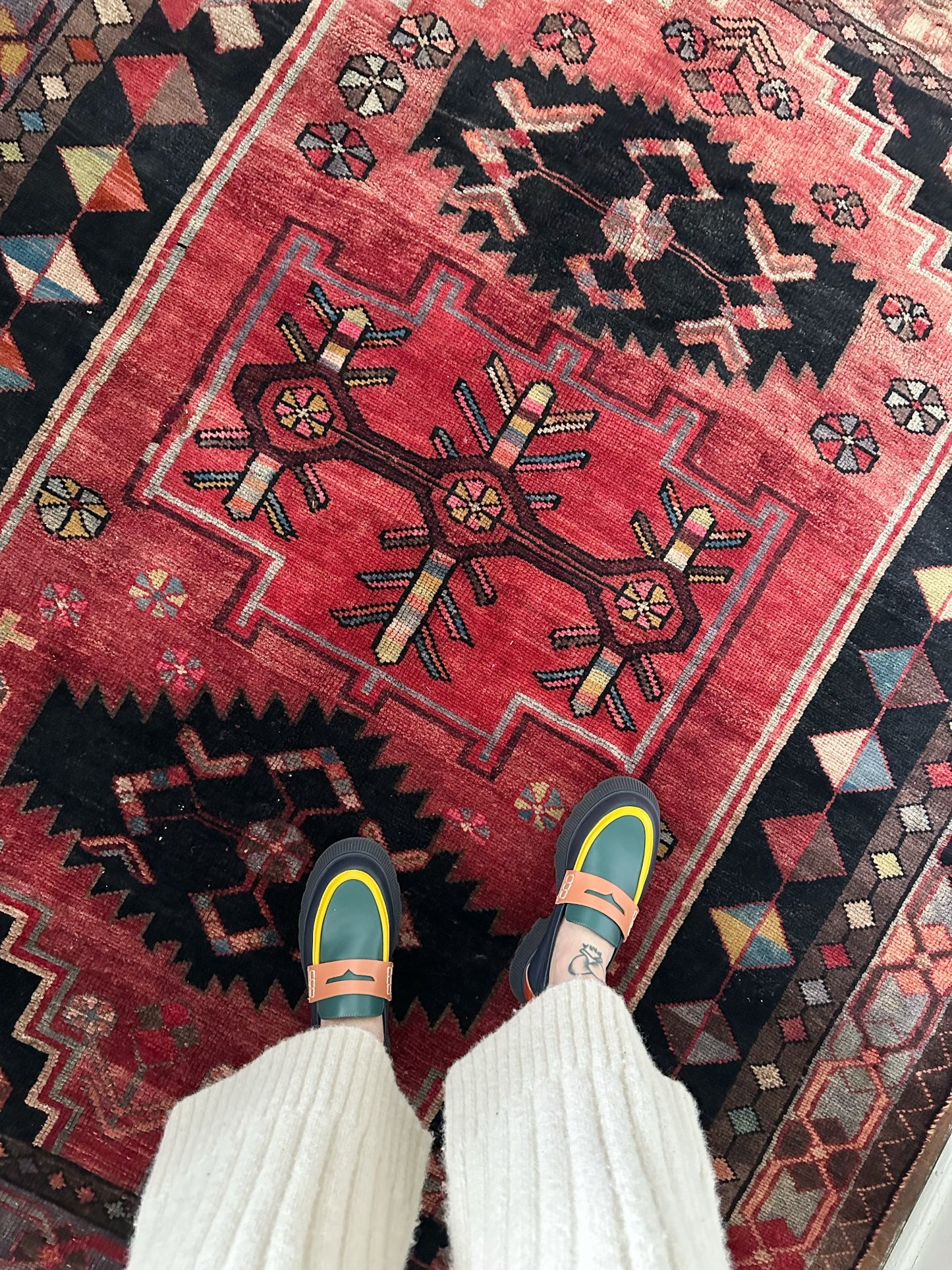 See Details and Floral Motifs on Vintage Persian Rug