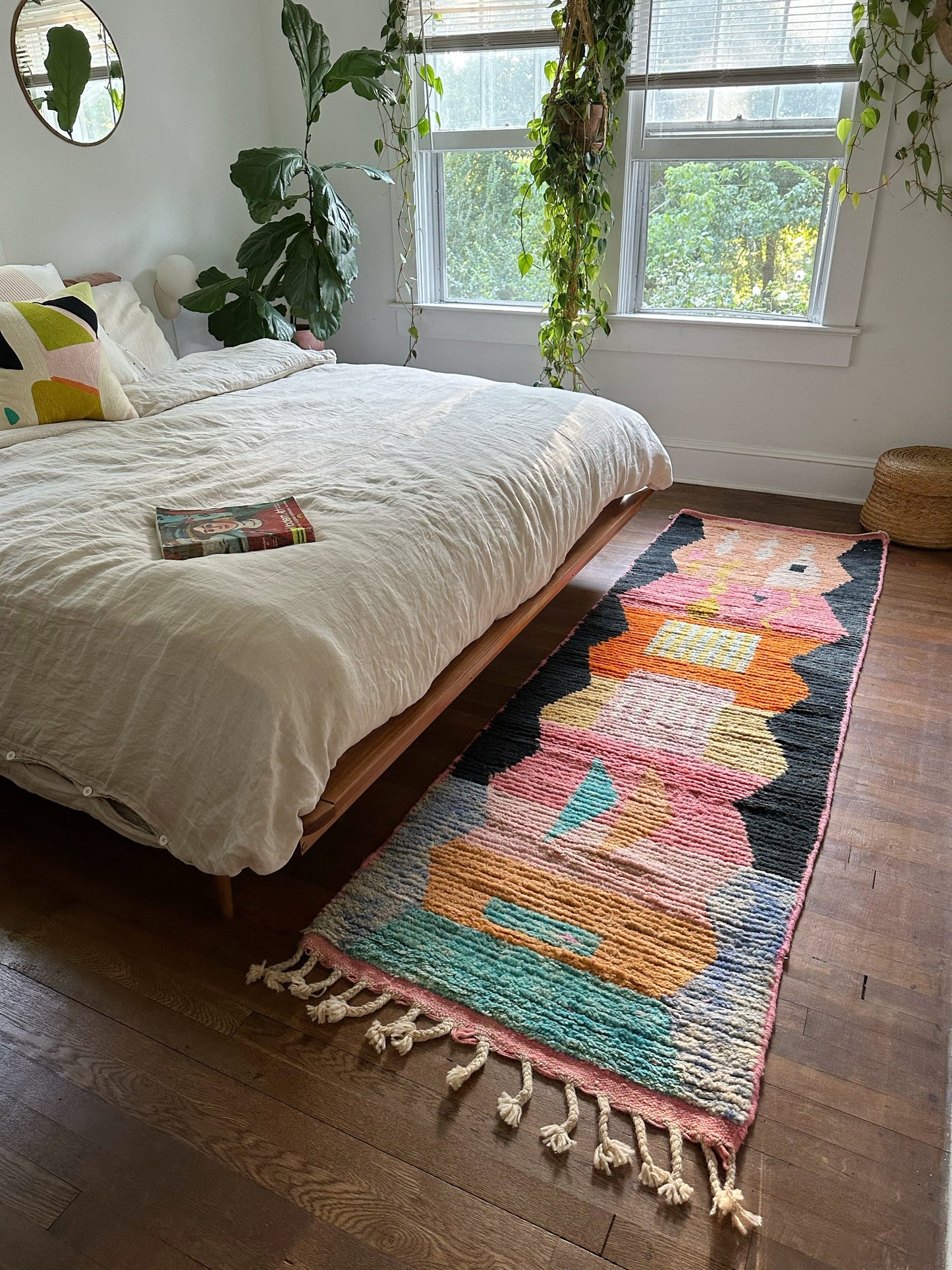 Gorgeous Moroccan runner with shades of tangerine, ochre and peach.