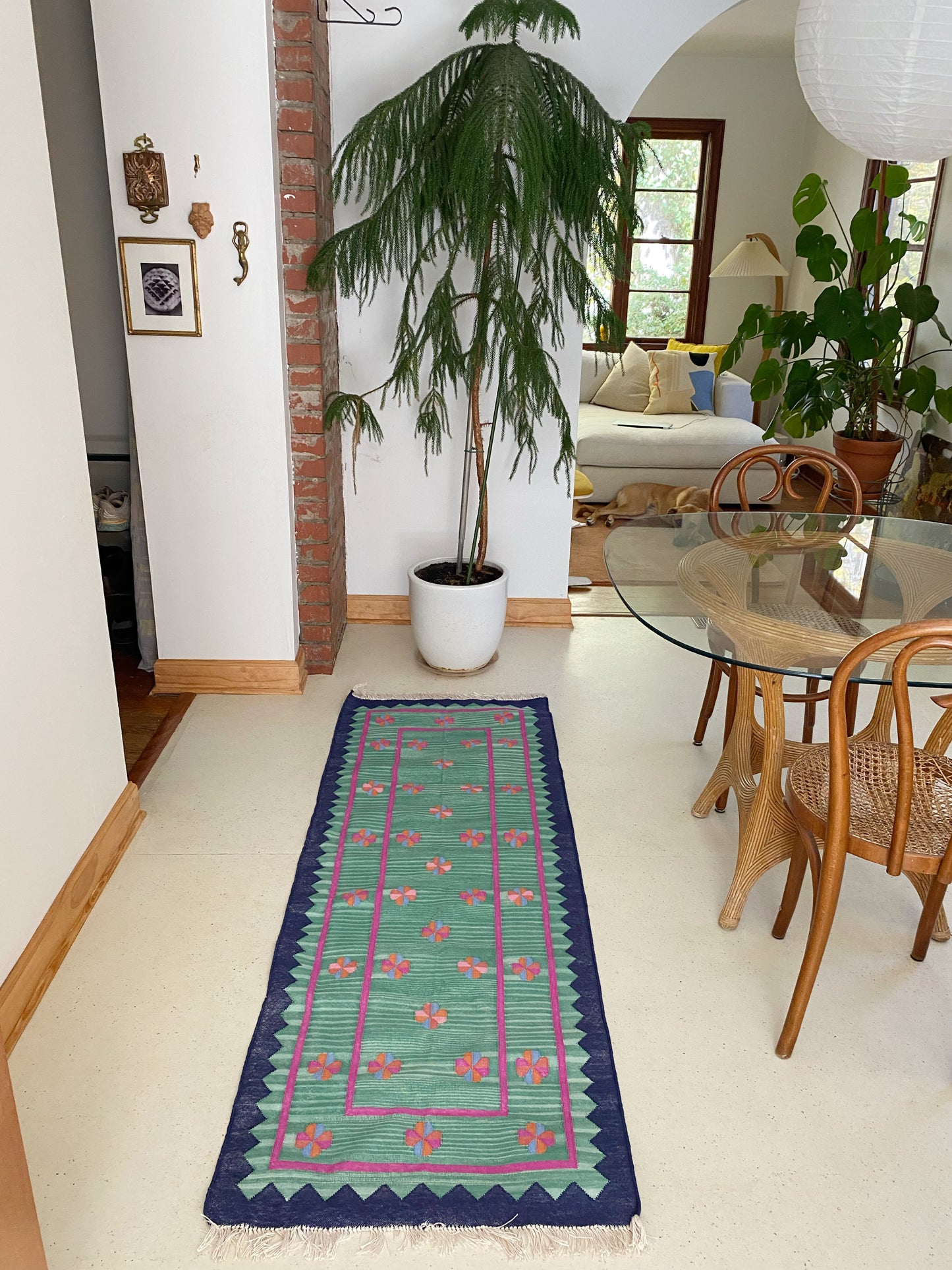 Cascade Flat-weave Teal Runner Rug