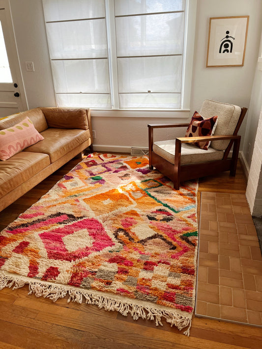 Explore the Fizz Moroccan Rug Styled in a Living Room