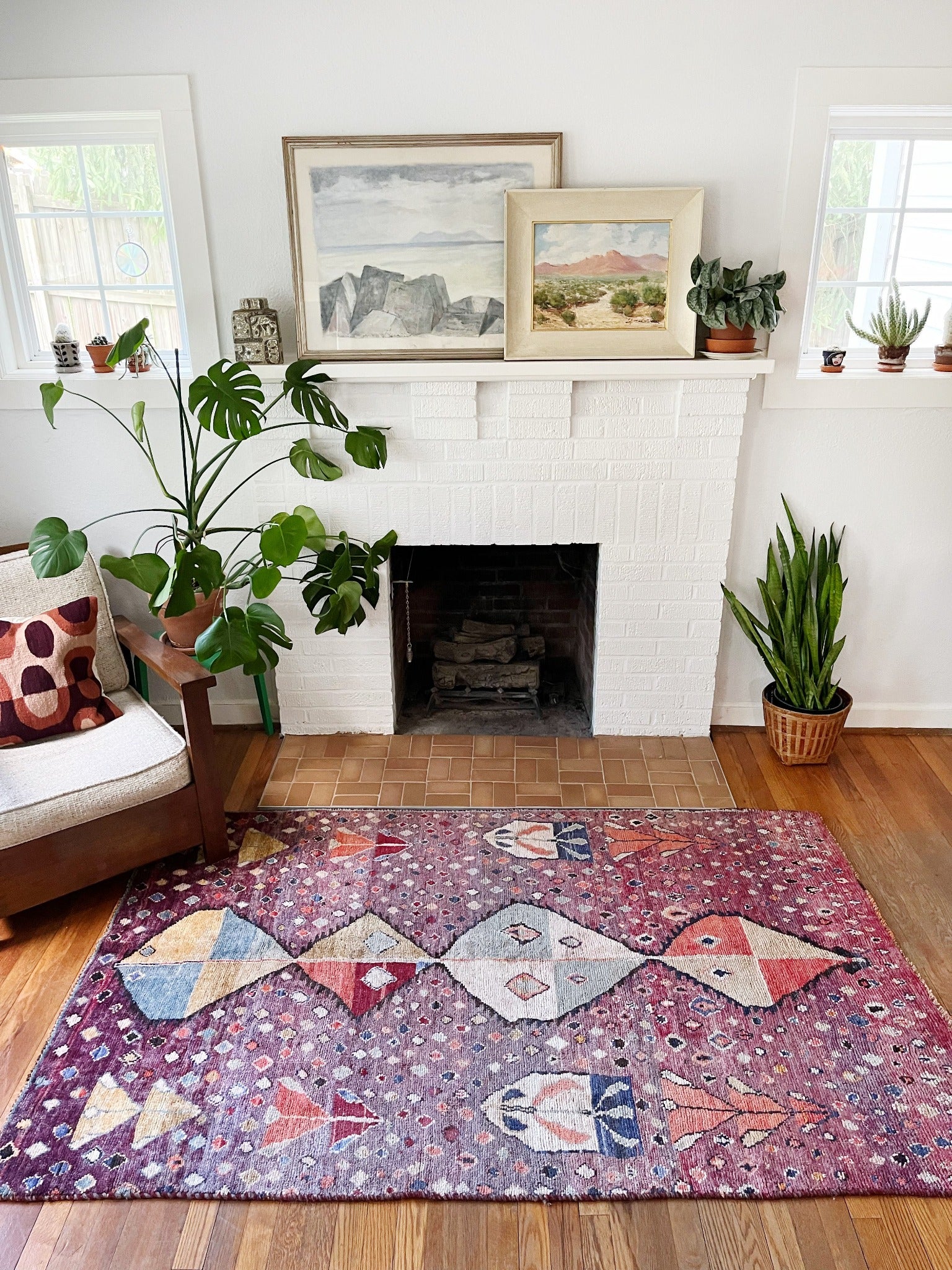 See Whimsical Vintage Persian Rug Styled in a Reading Nook