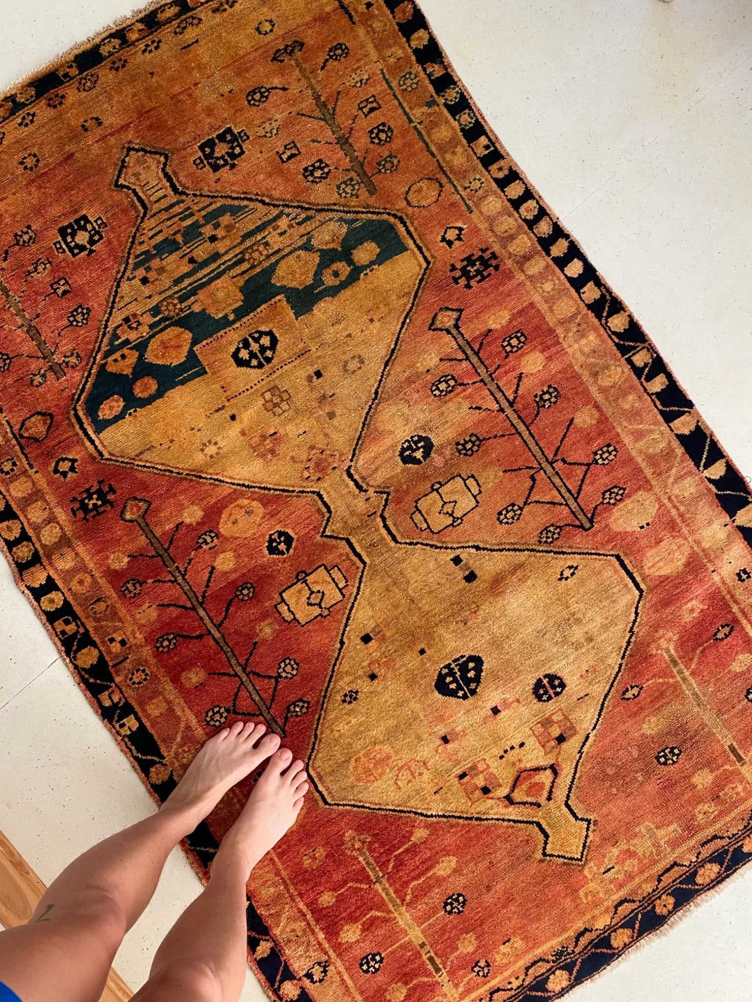 See Details and Tree of Life Motif in One of a Kind Vintage Rug