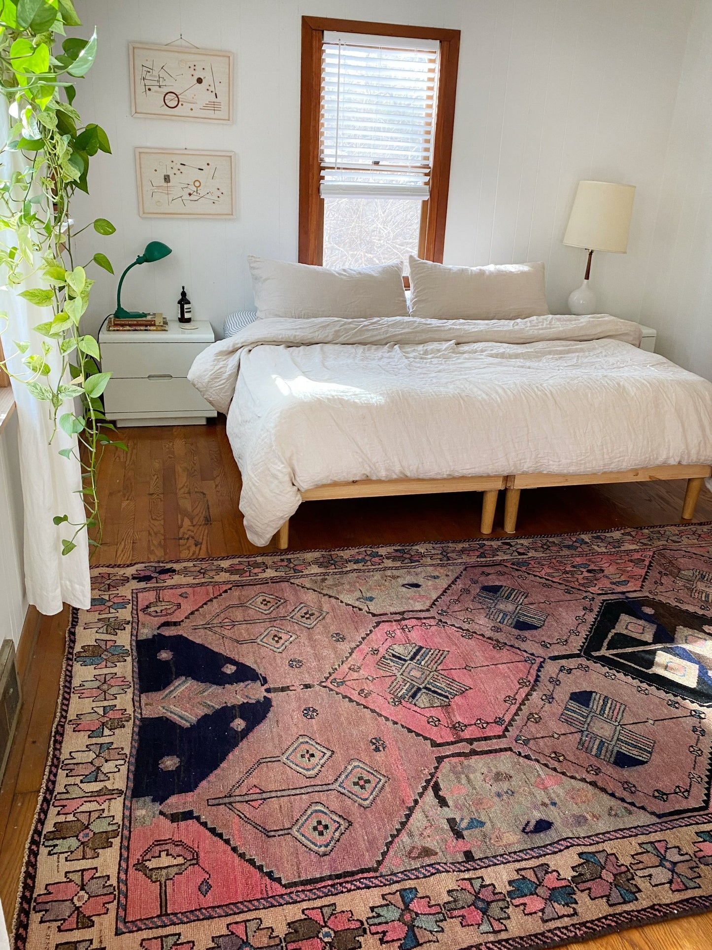 See Vintage Sabal Persian Rug in a Bedroom